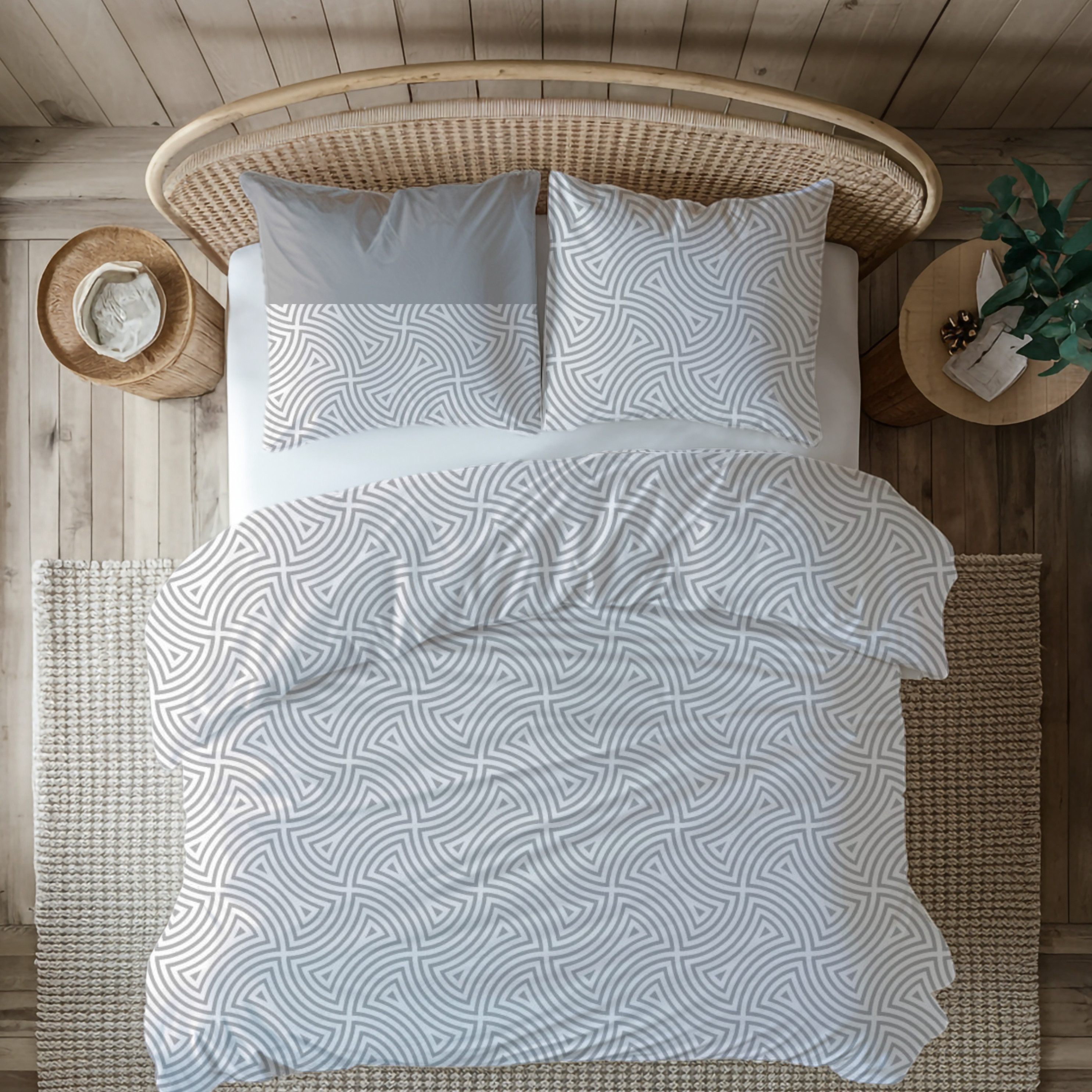 MTOnlinehandel Bettwäsche Lea, Biber in 135x200 + 80x80 cm Stil, Komfort und Geborgenheit, 100% Baumwolle, 2 teilig, Wende- Motiv mit Ornamenten