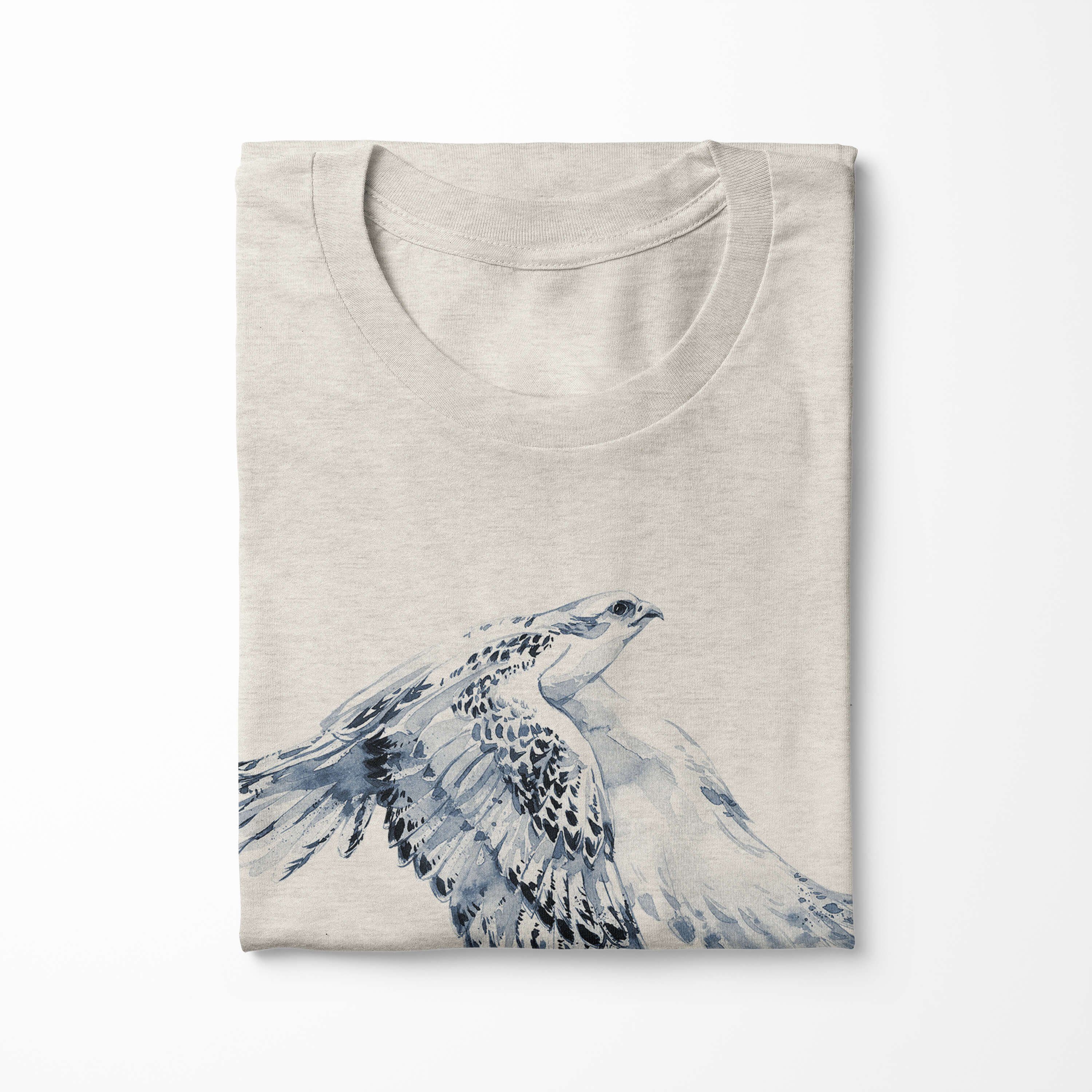 Sinus Art T-Shirt Herren Bio-Baumwolle Shirt Farbe (1-tlg) Falke Motiv Organic Ökomode T-Shirt Nachhaltig Aquarell