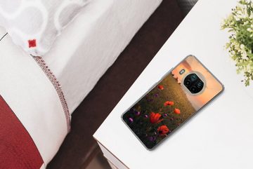 MuchoWow Handyhülle Blumenfeld - Gras - Pflanzen - Sonnenuntergang - Orange, Phone Case, Handyhülle Xiaomi Mi 10T Lite, Silikon, Schutzhülle