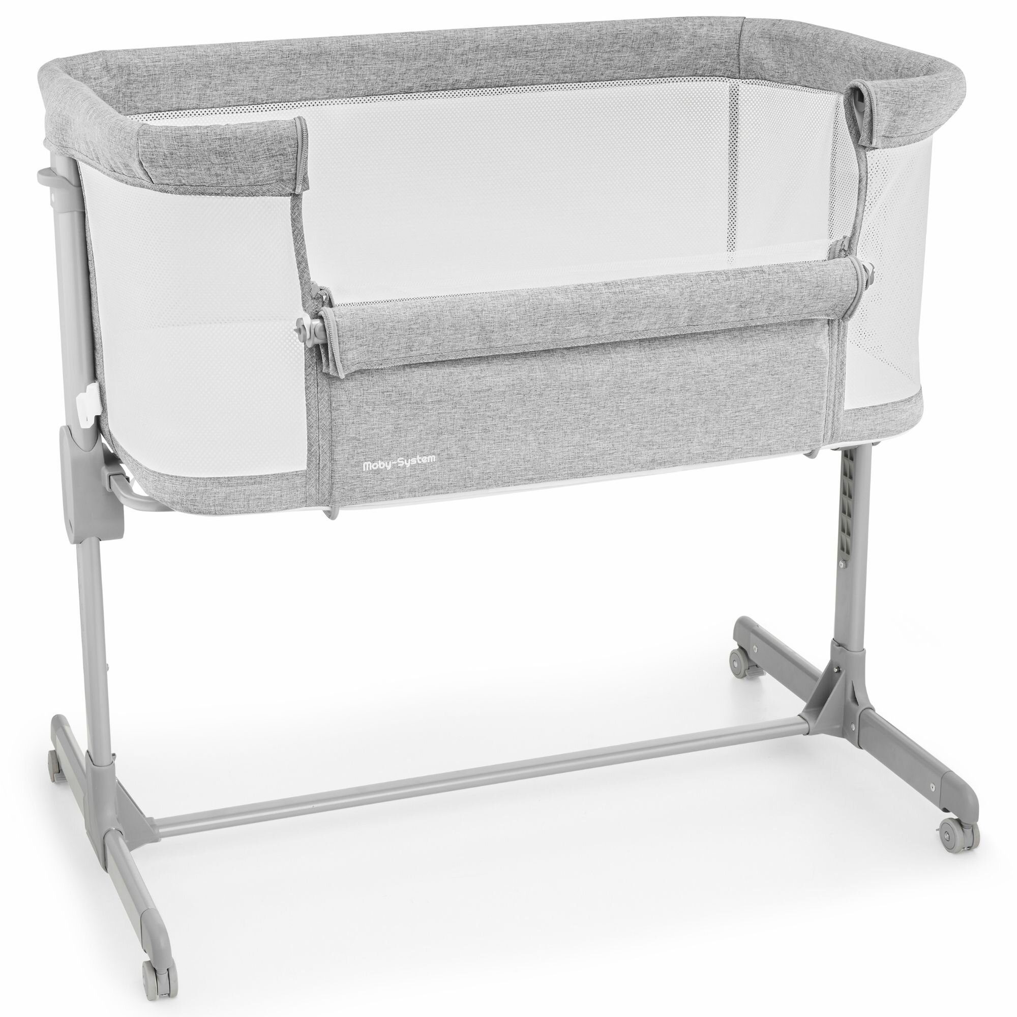 Moby-System Beistellbett Baby-Beistellbett LUNA 3in1 - Ideal für Neugeborene - grau – Bild 5 von 5