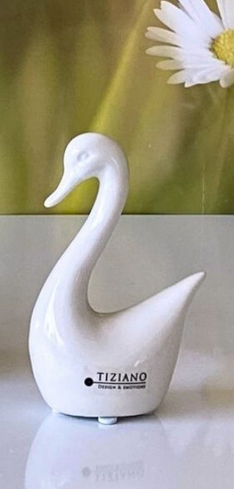 TIZIANO - DESIGN & EMOTIONS Dekofigur Deko Schwan Scarlett creme-weiß – Keramikfigur 13–22 cm