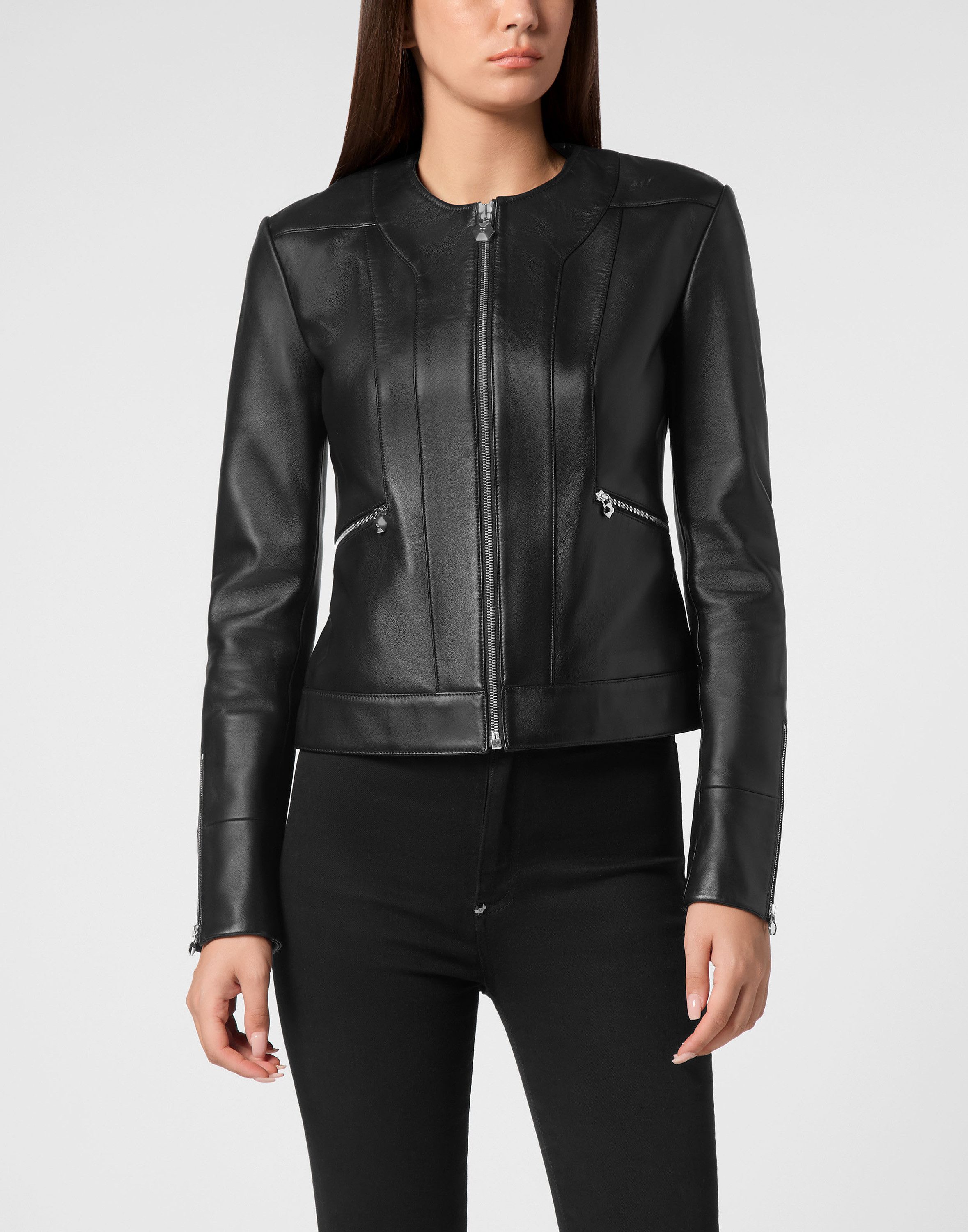 PHILIPP PLEIN Bikerjacke Leder-Bikerjacke