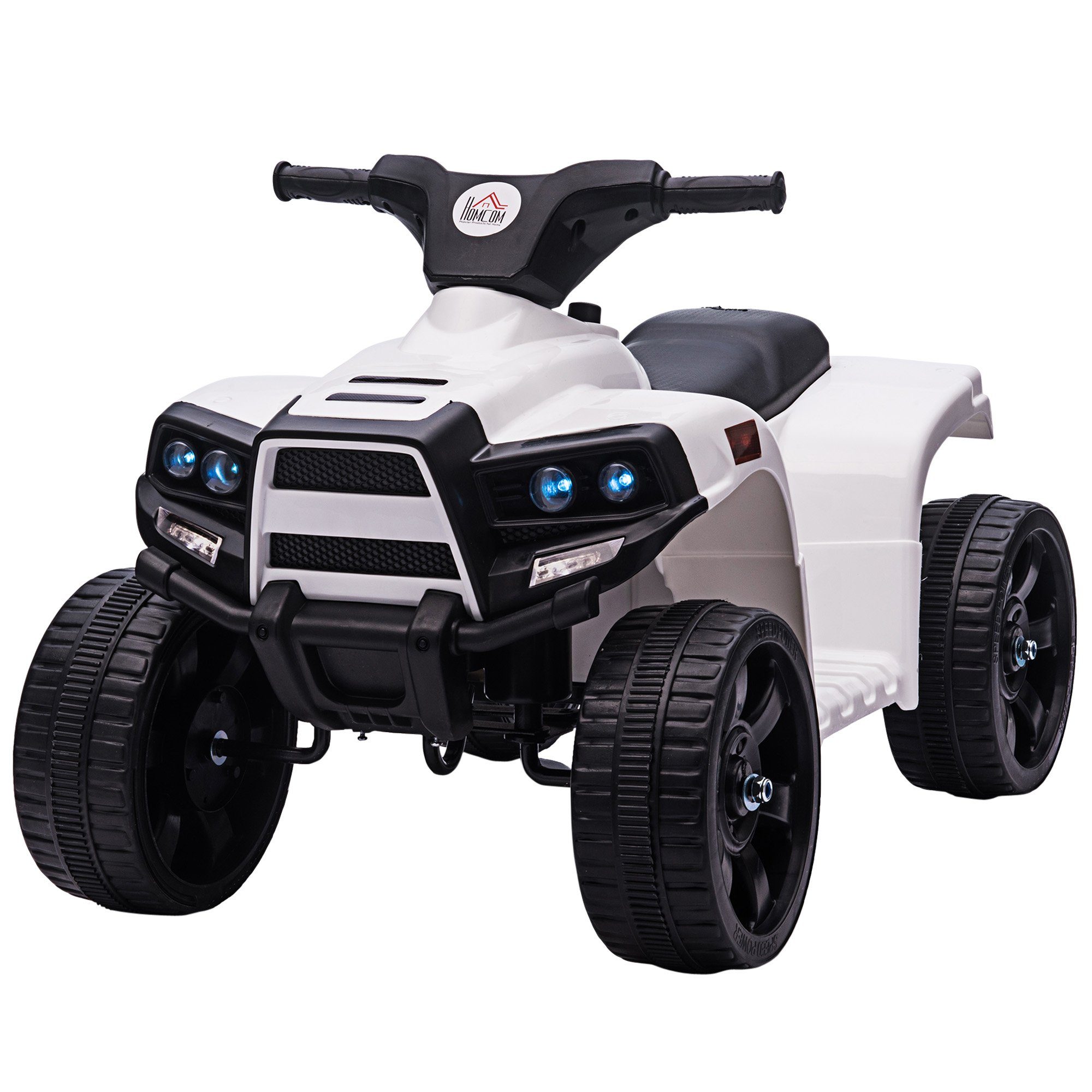 HOMCOM Elektro-Kinderquad Elektromotorrad mit 2 Scheinwerfer Elektroquad, Belastbarkeit 25 kg, (1-tlg), Schwarz+Weiß 65 x 40 x 43 cm