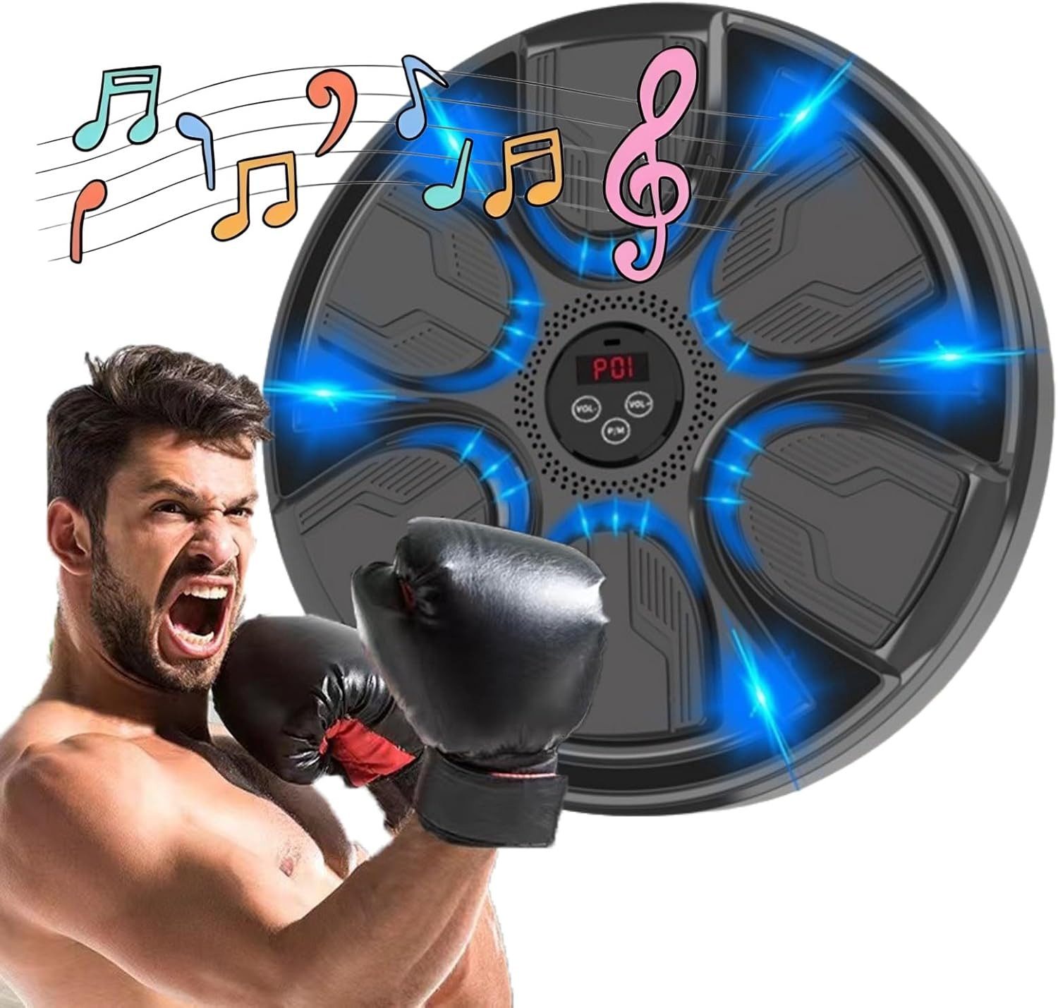LIANNA Trainingshilfe Boxmaschine,Boxtrainer-Wandziel mit Bluetooth, Licht&Musik, 2*Boxhandschuh, Trainingshilfe,individuell einstellbare Höhe