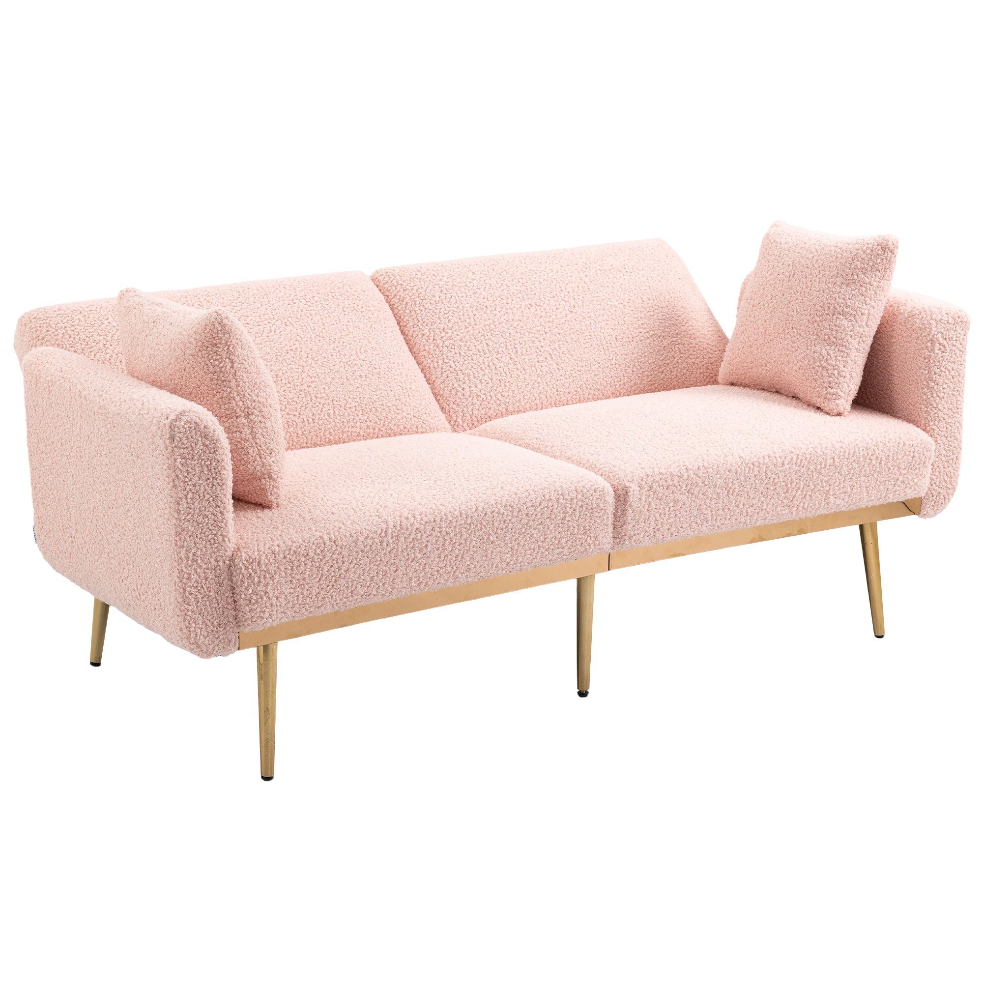 umwandelbar Gotagee Metallbeine Zum Schlafsofa 2-Sitzer Sofa Zoll Sofa 57.87x38.58x7.09 Teddy+Polyester, Doppelbett