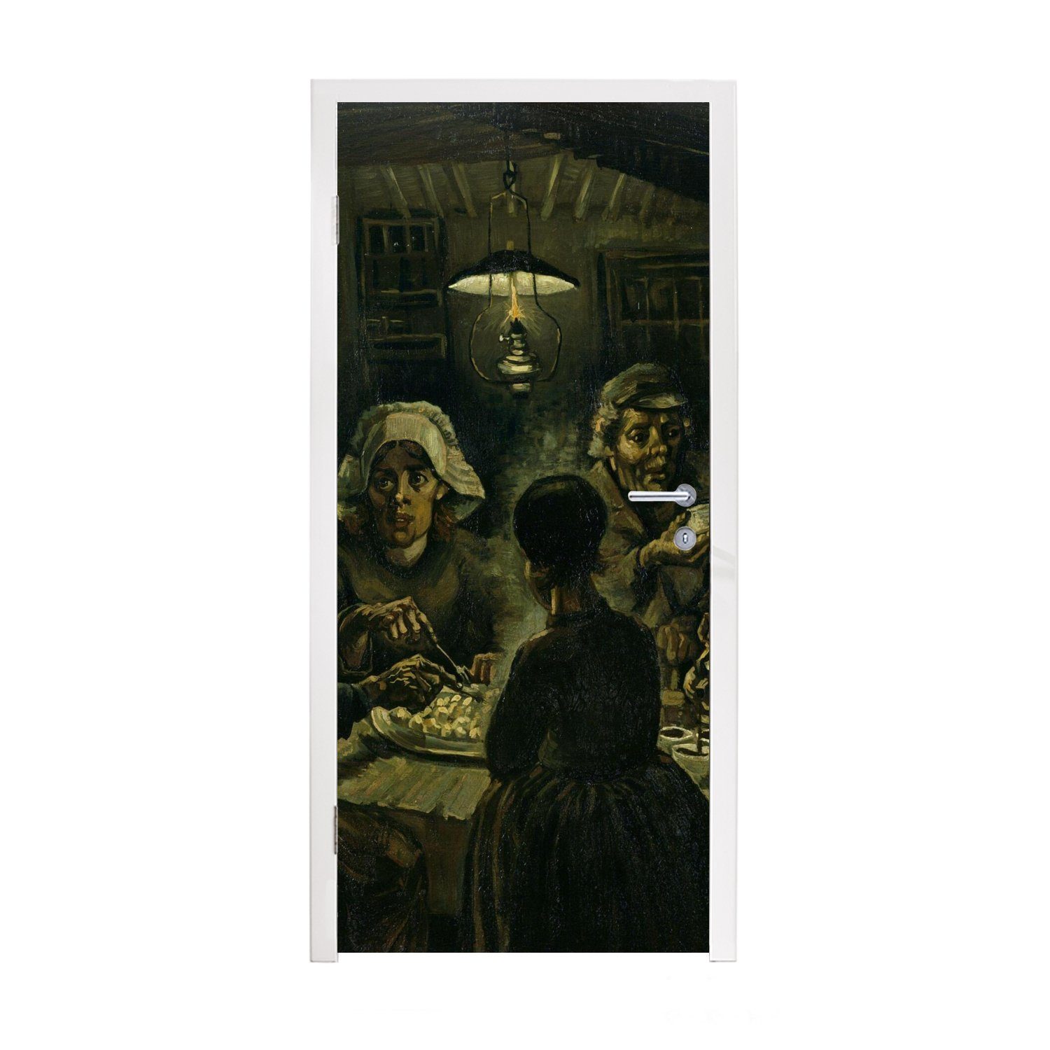 MuchoWow Türtapete Die Kartoffelesser - Vincent van Gogh, Matt, bedruckt, (1 St), Fototapete für Tür, Türaufkleber, 75x205 cm