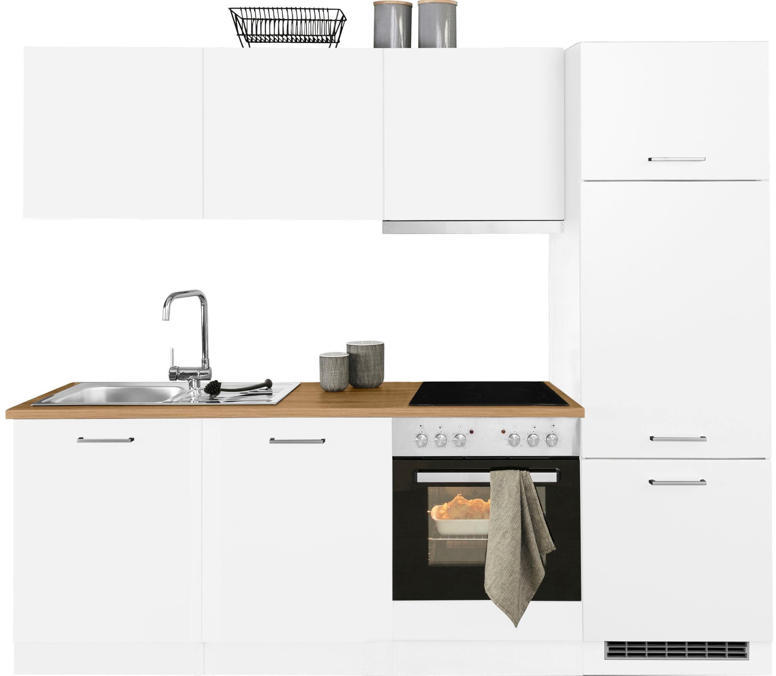 KOCHSTATION Кухниzeile KS-Kehl, mit E-Geräten, Breite 240 cm, inkl. Kühlschrank