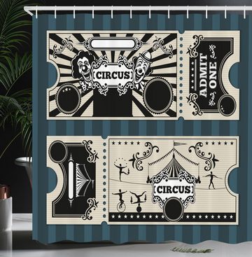 Abakuhaus Duschvorhang Moderner Digitaldruck mit 12 Haken auf Stoff Wasser Resistent Breite 175 cm, Höhe 180 cm, Zirkus Ticket-Designs lassen ein