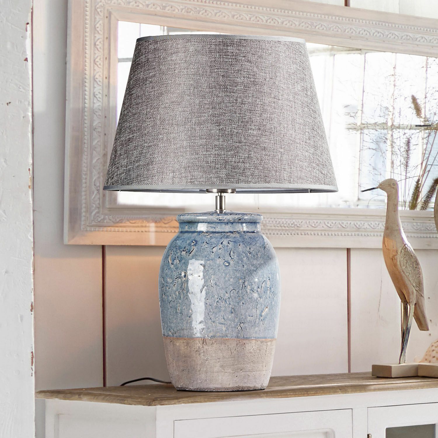 Mirabeau Tischleuchte Tischlampe Manly grau