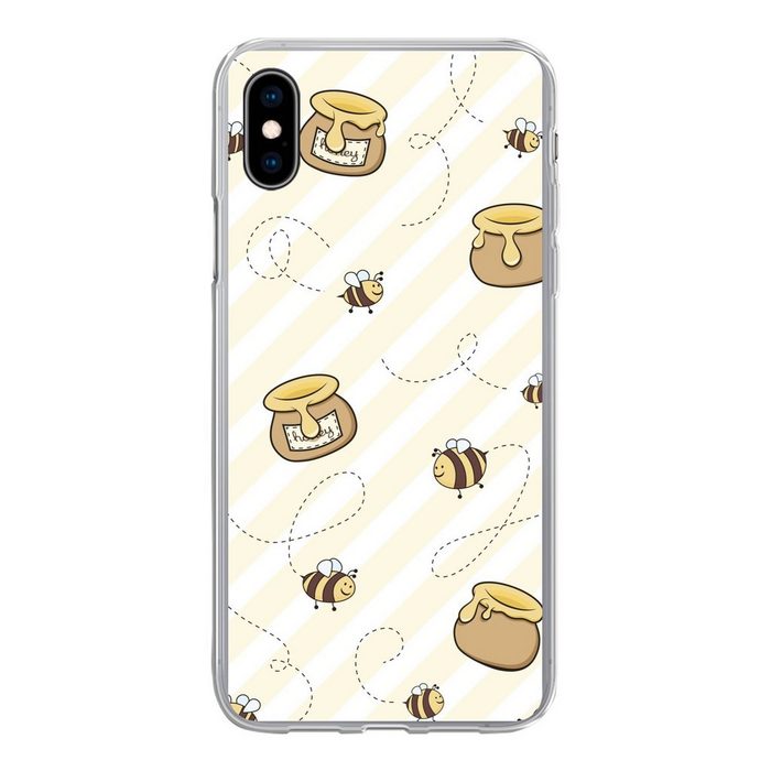 MuchoWow Handyhülle Eine Illustration von Bienen und Honigtöpfen Handyhülle Apple iPhone Xs Max Smartphone-Bumper Print Handy