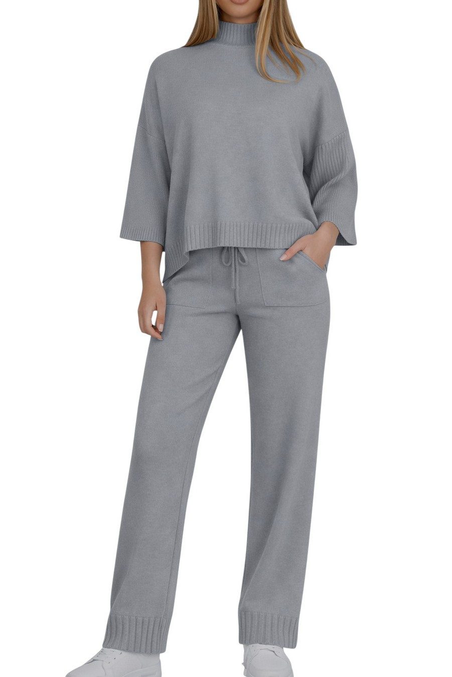 Mississhop Strickhose Damen Strick Zweiteiler – Pullover mit Hose, weicher Stoff M.412
