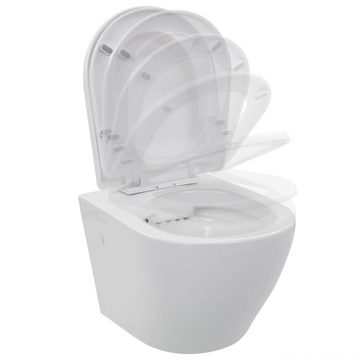 vidaXL Tiefspül-WC Wand-WC ohne Spülrand Keramik Weiß