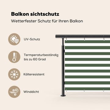 MuchoWow Balkonsichtschutz Muster - Streifen - Grün- Dunkel (1-St) Balkon Sichtschutz, Windschutz, 200x90 cm