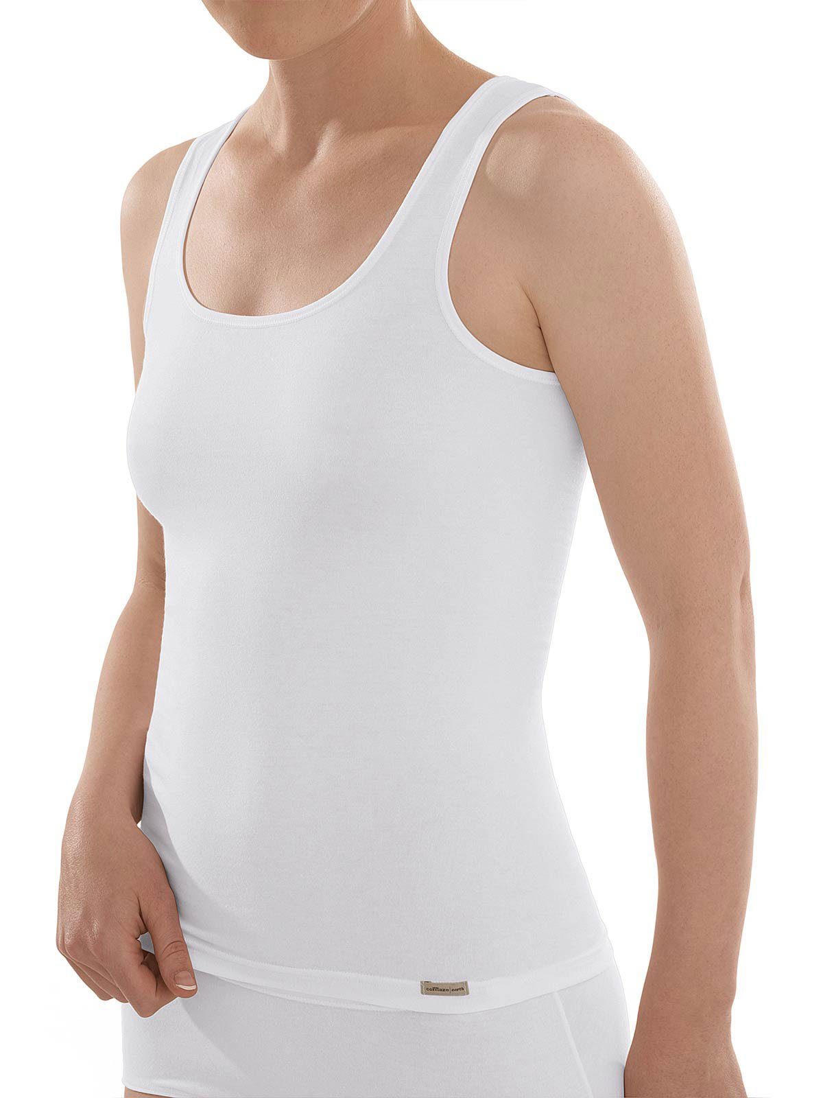 COMAZO Achselhemd Baumwoll Damen Achselunterhemd (Stück, 1-St) Vegan weiss | Ärmellose Unterhemden