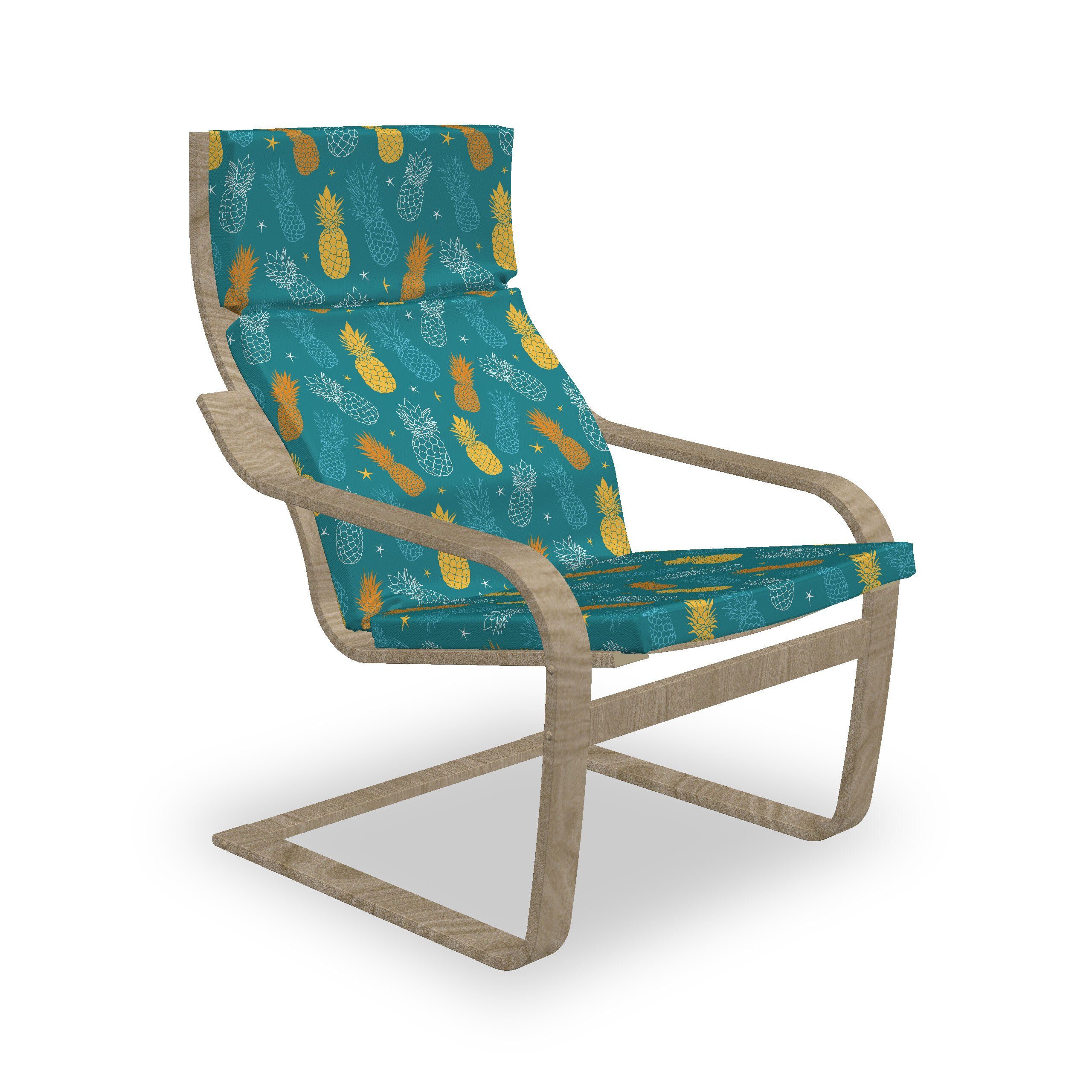 Abakuhaus Stuhlkissen Sitzkissen mit Stuhlkissen mit Hakenschlaufe und Reißverschluss, Teal Grün Modern Sommer Ananasse