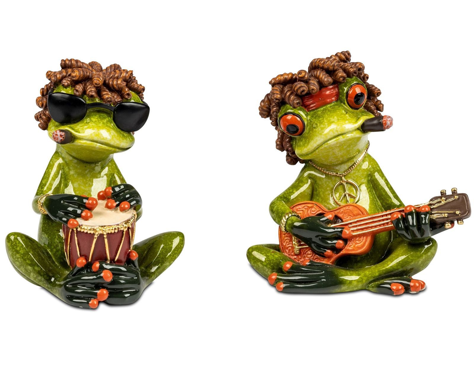 formano Sammelfigur 2er Set Reggae Frösche 9 cm Handbemalte Dekofiguren glänzend (2er Set)