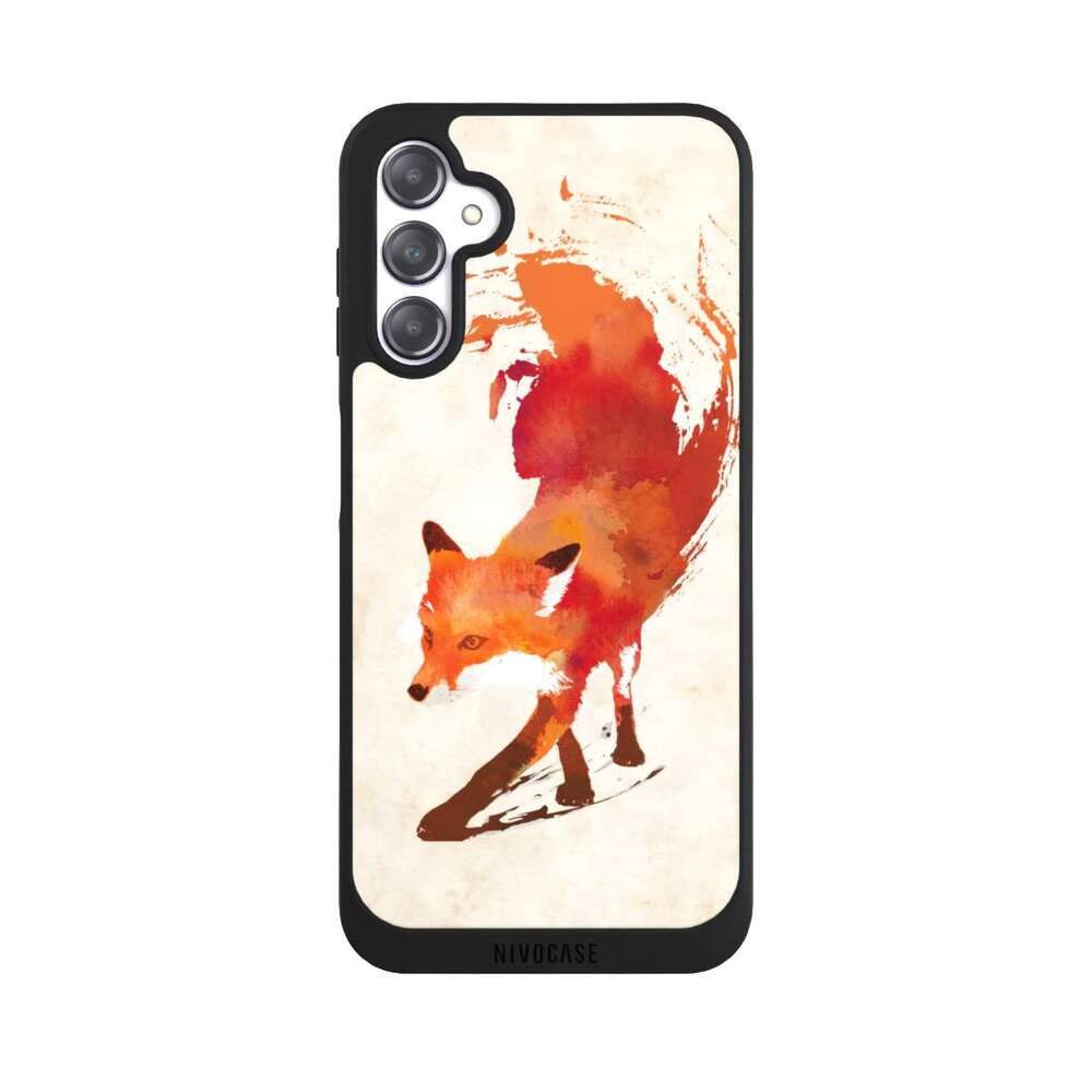 NIVOCASE Handyhülle Fuchs Graphic Herbst Vulpes Vulpes, Samsung Galaxy A14 5G Handyhülle Hülle NIVOpure Case Schwarz