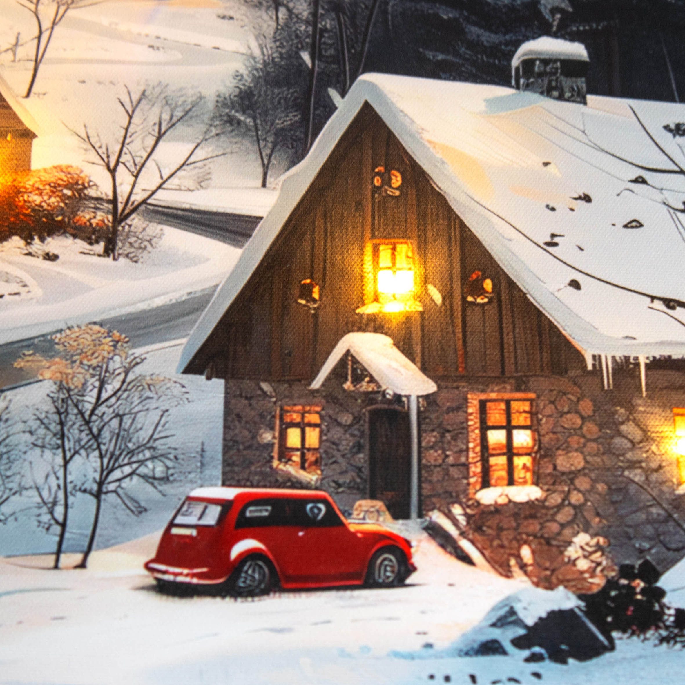 Spetebo Wandbild Weihnachts Wandbild mit LED Beleuchtung - 58 x 38 cm, Weihnachtsbild (Anzahl, 1 St), mit Öse zum Aufhängen