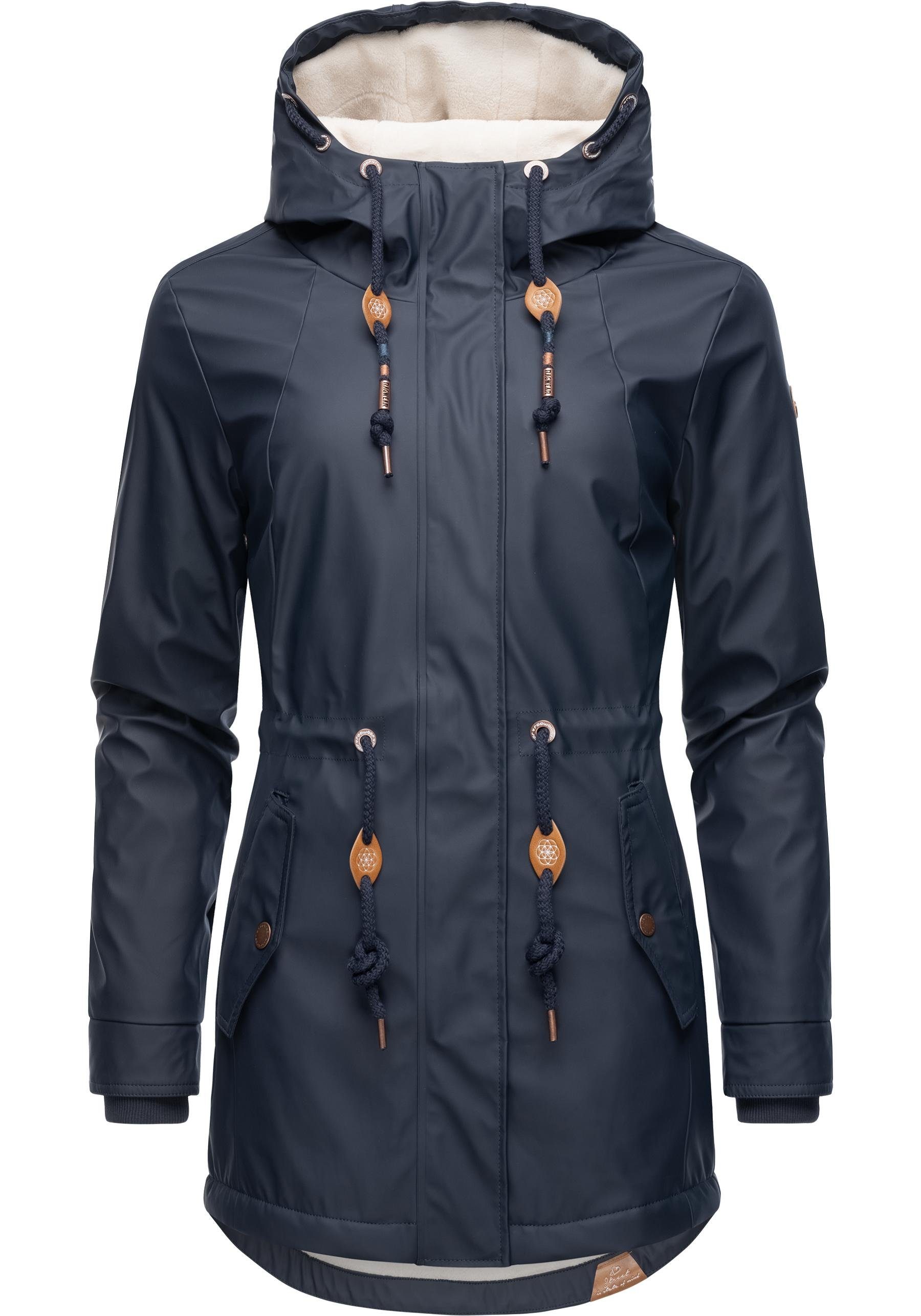 Ragwear Regenmantel modischer mit Regenparka kuschligem Monadis navy Intl. Innenfutter Rainy