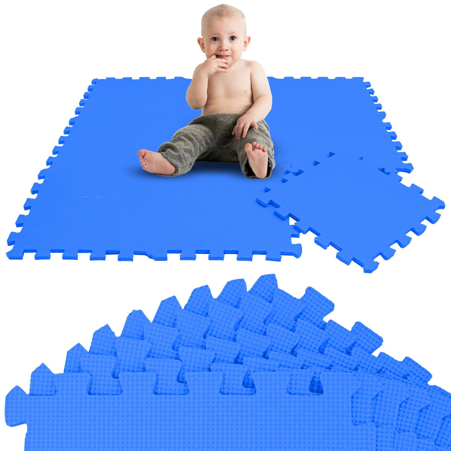 LittleTom Puzzlematte 9 Teile Baby Kinder Puzzlematte ab Null - 30x30cm, Baby Kinder Puzzlematte blau
