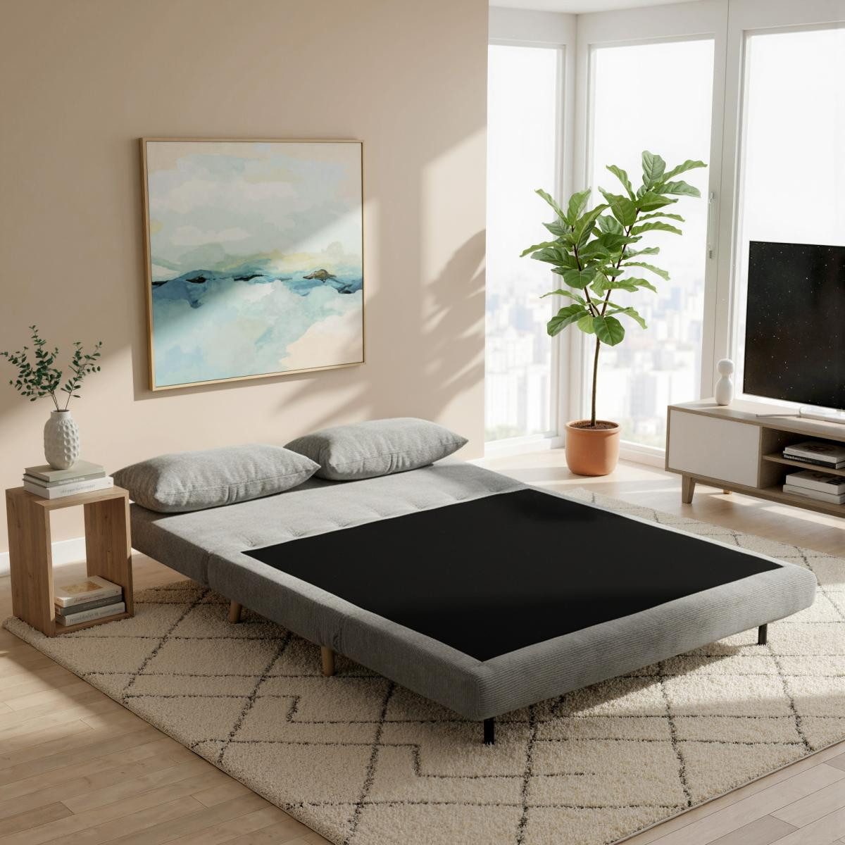 FELIXLEO Schlafsofa Schlafsofa Gästebett 3-fach verstellbare Rückenlehne bis 120 kg Grau, 1 Teile