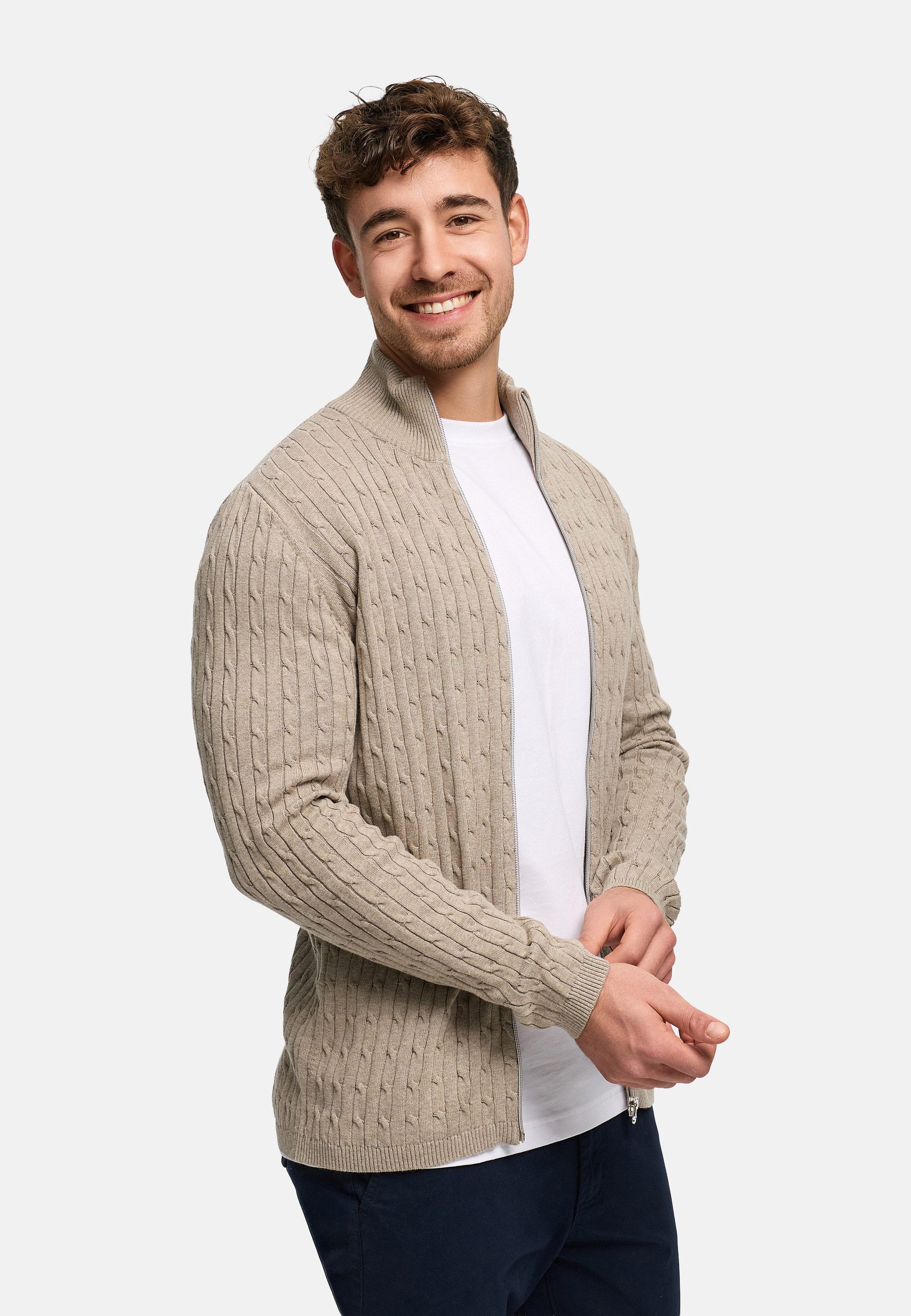 Kronstadt Strickjacke Herren KSCable Herrenstrickjacke aus hochwertigem Jaquard-Feinstrick