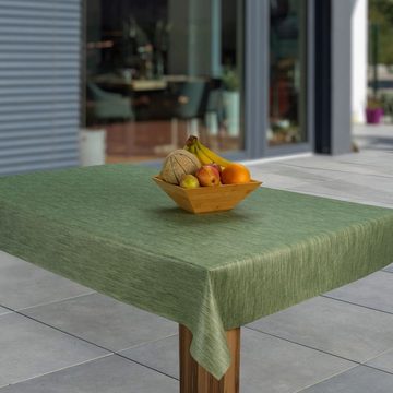 laro Tischdecke Wachstuch-Tischdecken Abwaschbar Leinenoptik Grün rechteckig