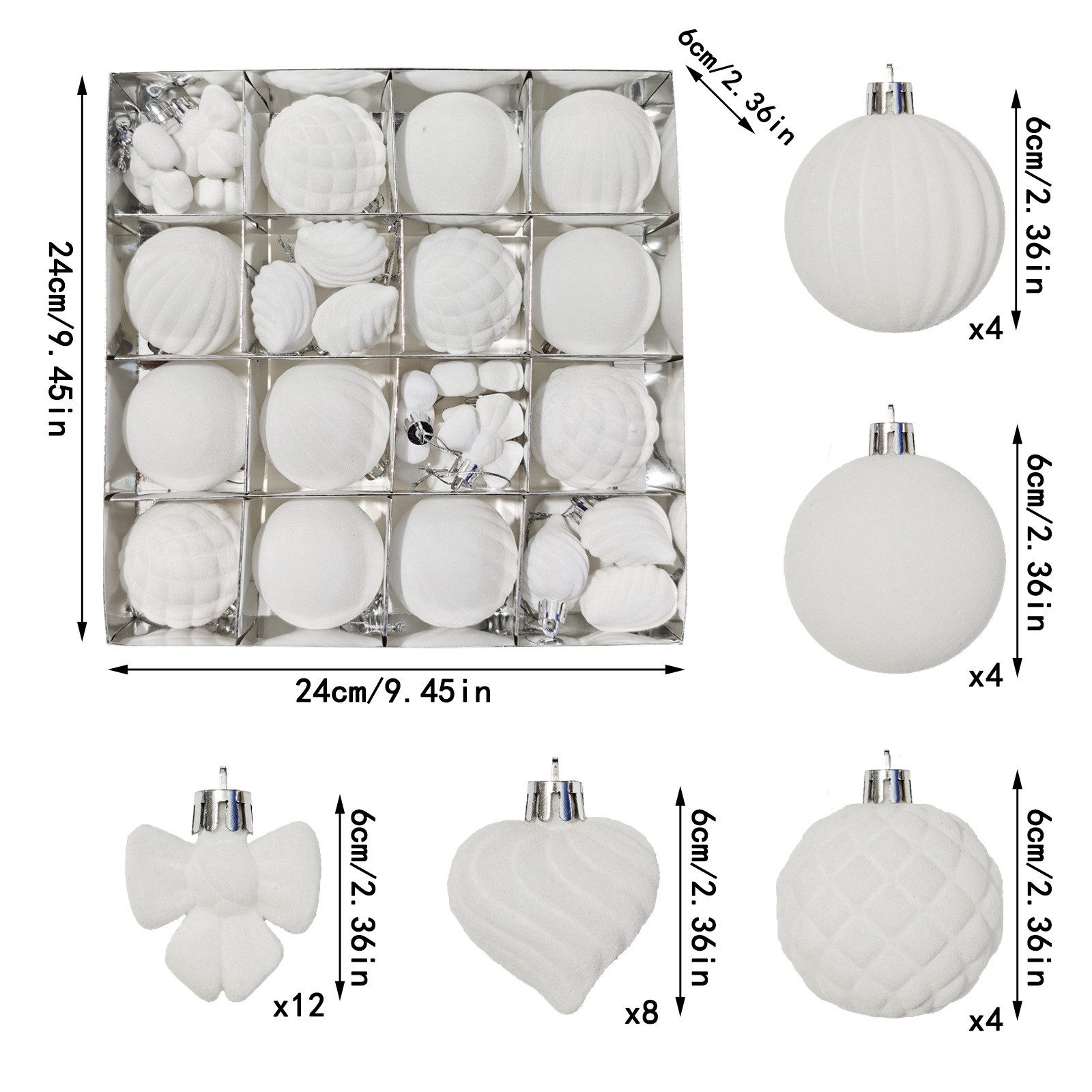 Sorvyzxn Weihnachtsbaumkugel Weihnachtsdeko Weihnachtskugeln 32-teiliges Set,Weihnachtsbaumschmuck – Bild 2 von 5