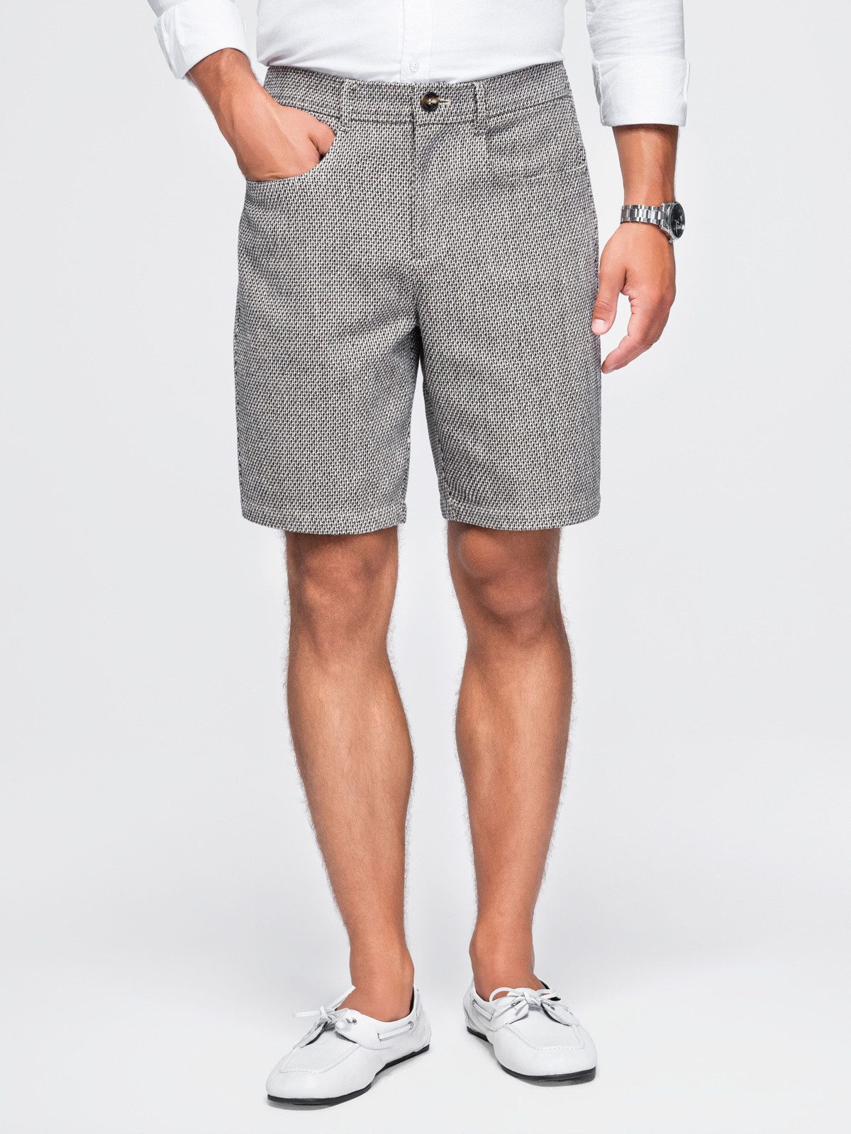 OMBRE Chinoshorts Herren Chino Shorts mit elastischem Bund Coffee melange L (kein Set, 1-tlg) mit elastischem Bund