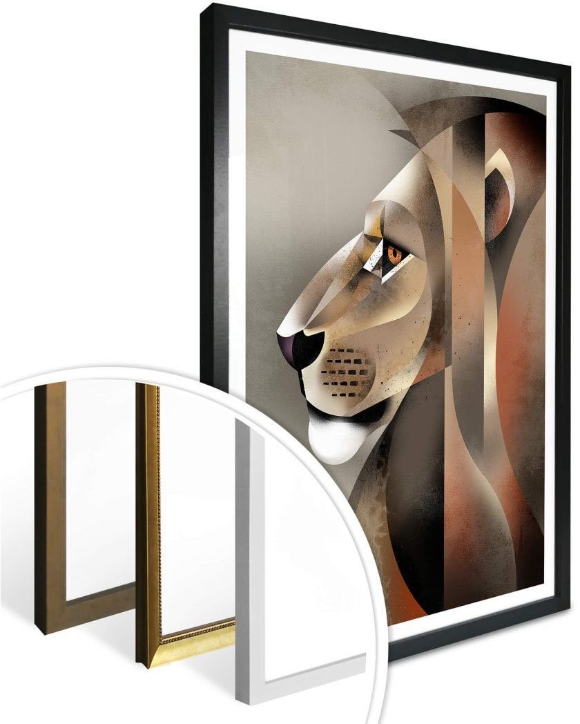 Wandbild, Wandposter (1 Wall-Art Lion, Poster Poster, Löwen St), Bild,