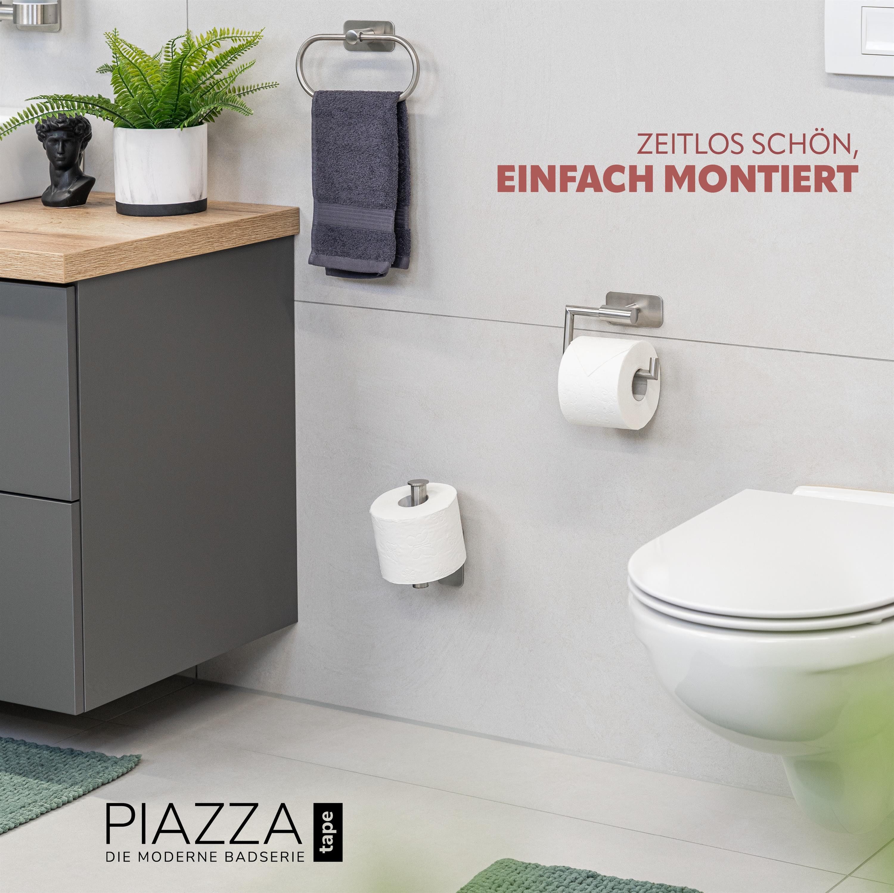 bremermann Toilettenpapierhalter Bad-Serie PIAZZA TAPE Toilettenpapierhalter selbstklebend Edelstahl (1-St) – Bild 2 von 5