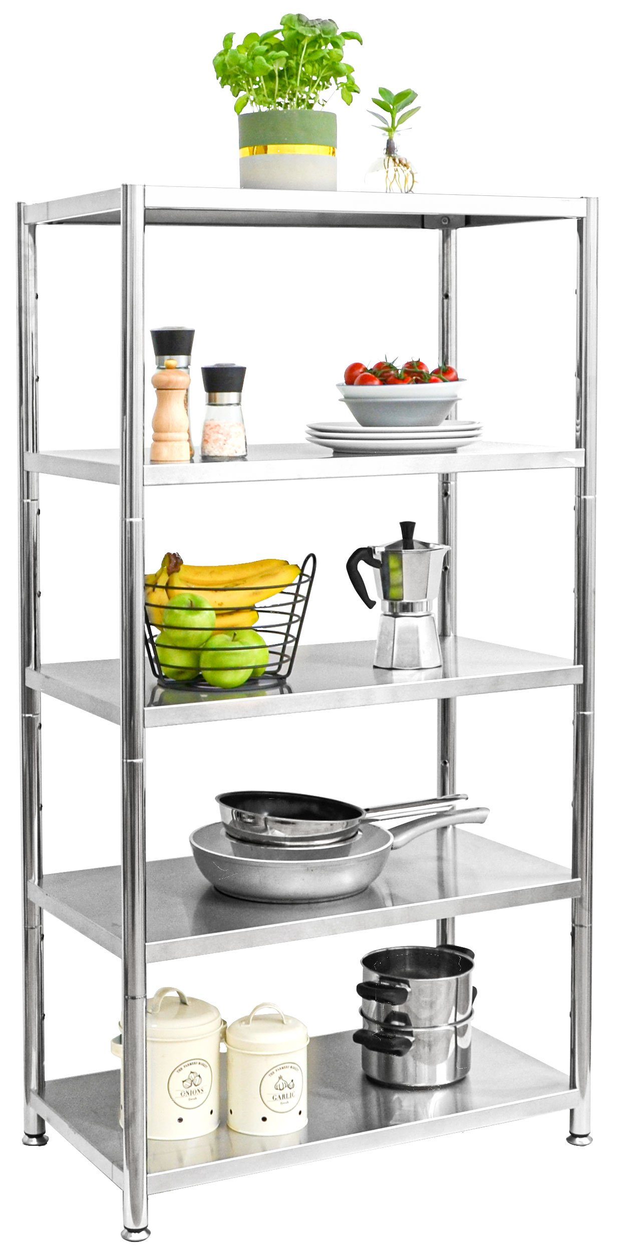 shelfr Regal mit 5 Ablage - 61x36x145 Edelstahlregal - Schwerlastregall bis günstig online kaufen