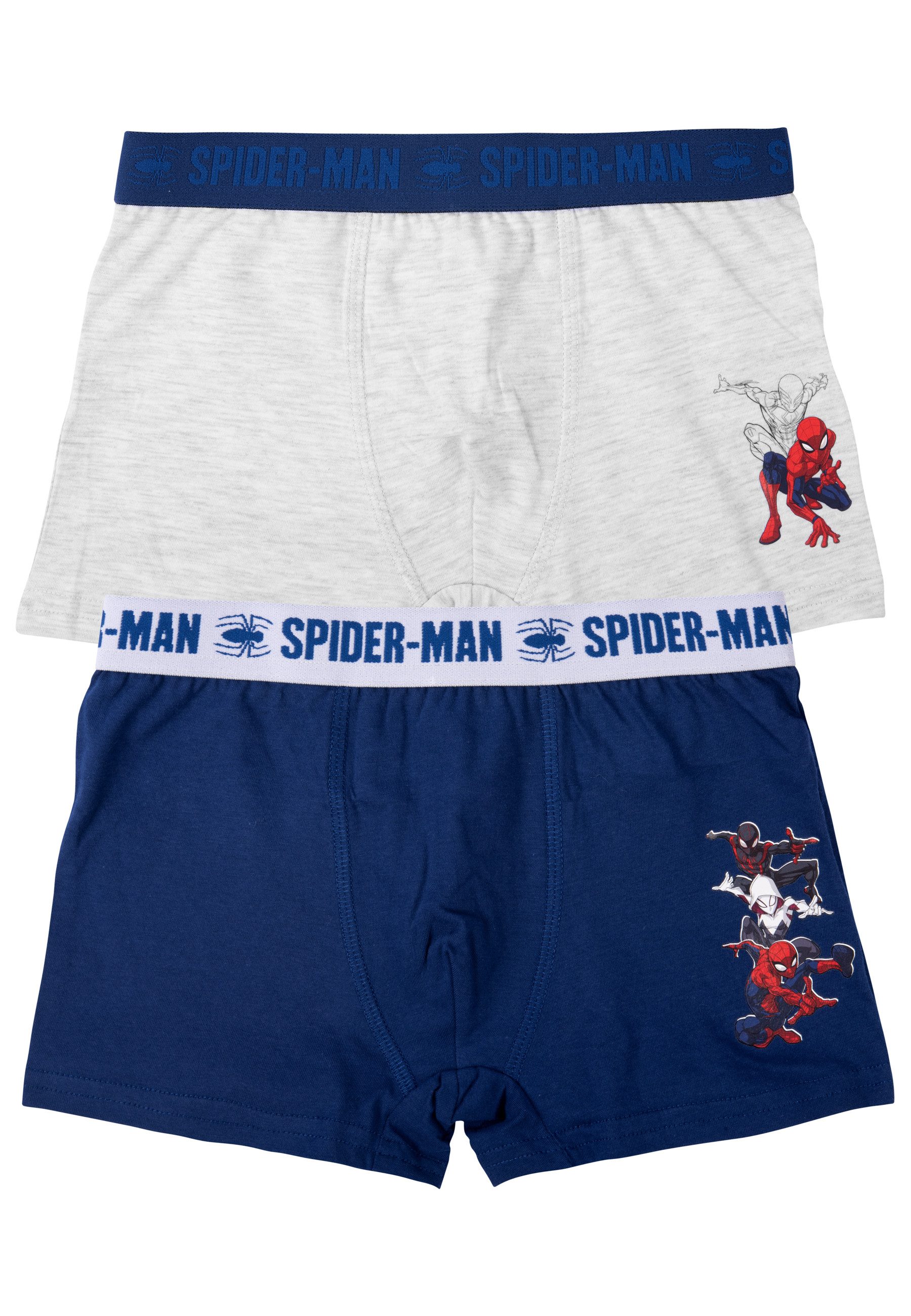 Boxershorts Marvel Spider-Man Boxershorts Jungen - Unterhose Blau/Grau (2er Pack)