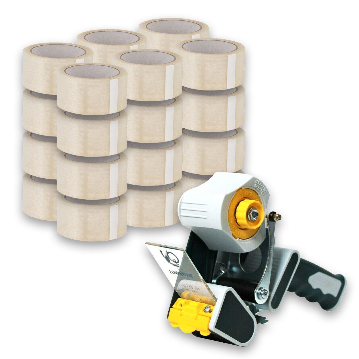 ARLI Klebeband 24x Klebeband Packband PP 48 mm x 66 m mit Handabroller (Klebe-Band 24- St., Handabroller, 1-St., Set) K206B Twincore Abroller mit Bremse