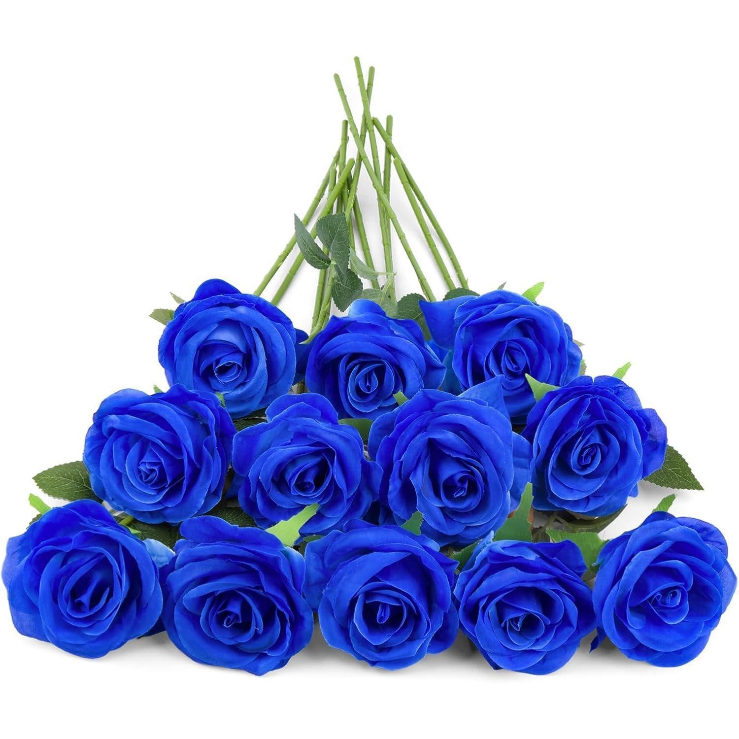 Kunstblume 12 Stück Blaue Kunstblumen Hochzeit Party Dekoration, LuxusKollektion