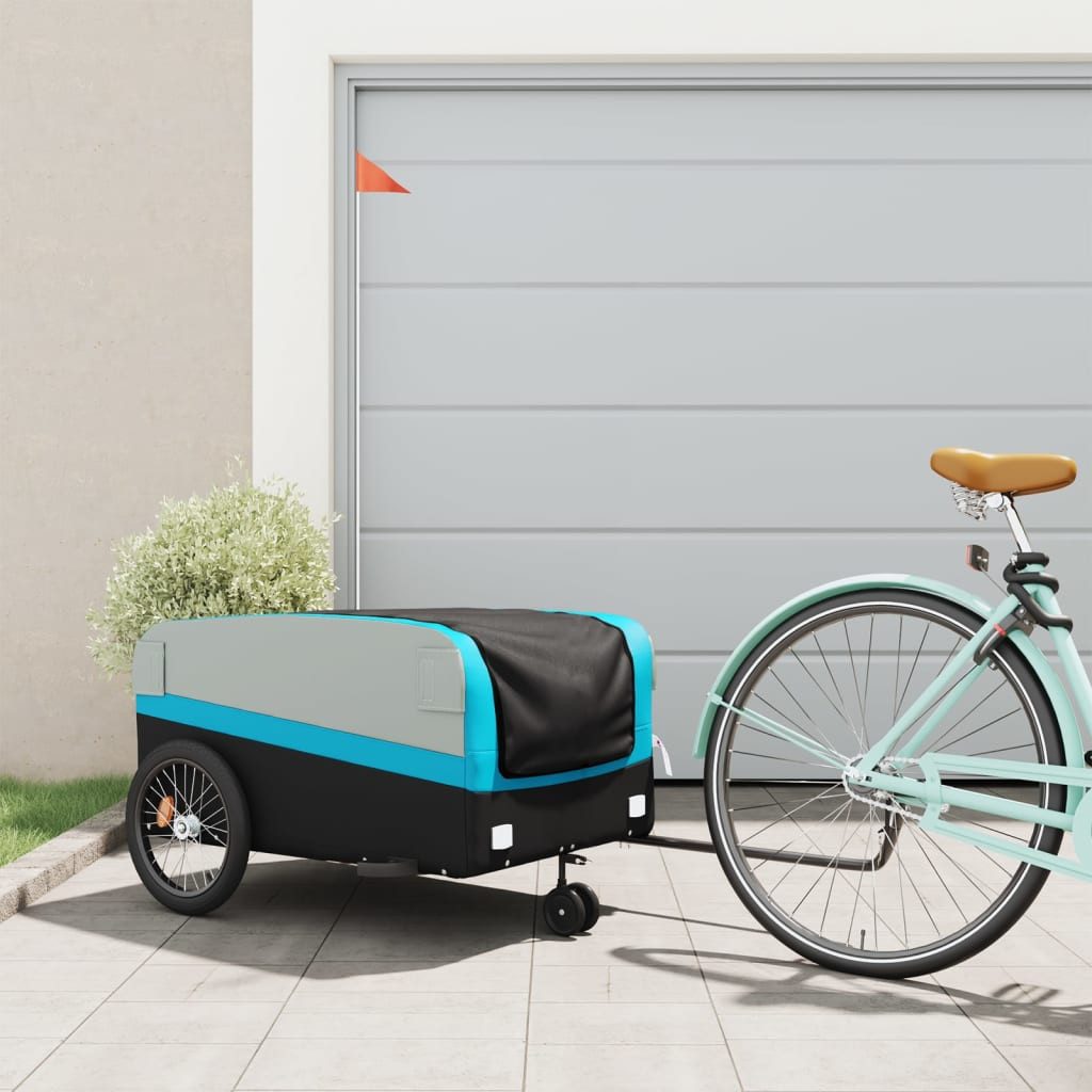 Thumbnail - vidaXL Fahrradkinderanhänger, Fahrradanhänger Schwarz und Blau 45 kg Eisen