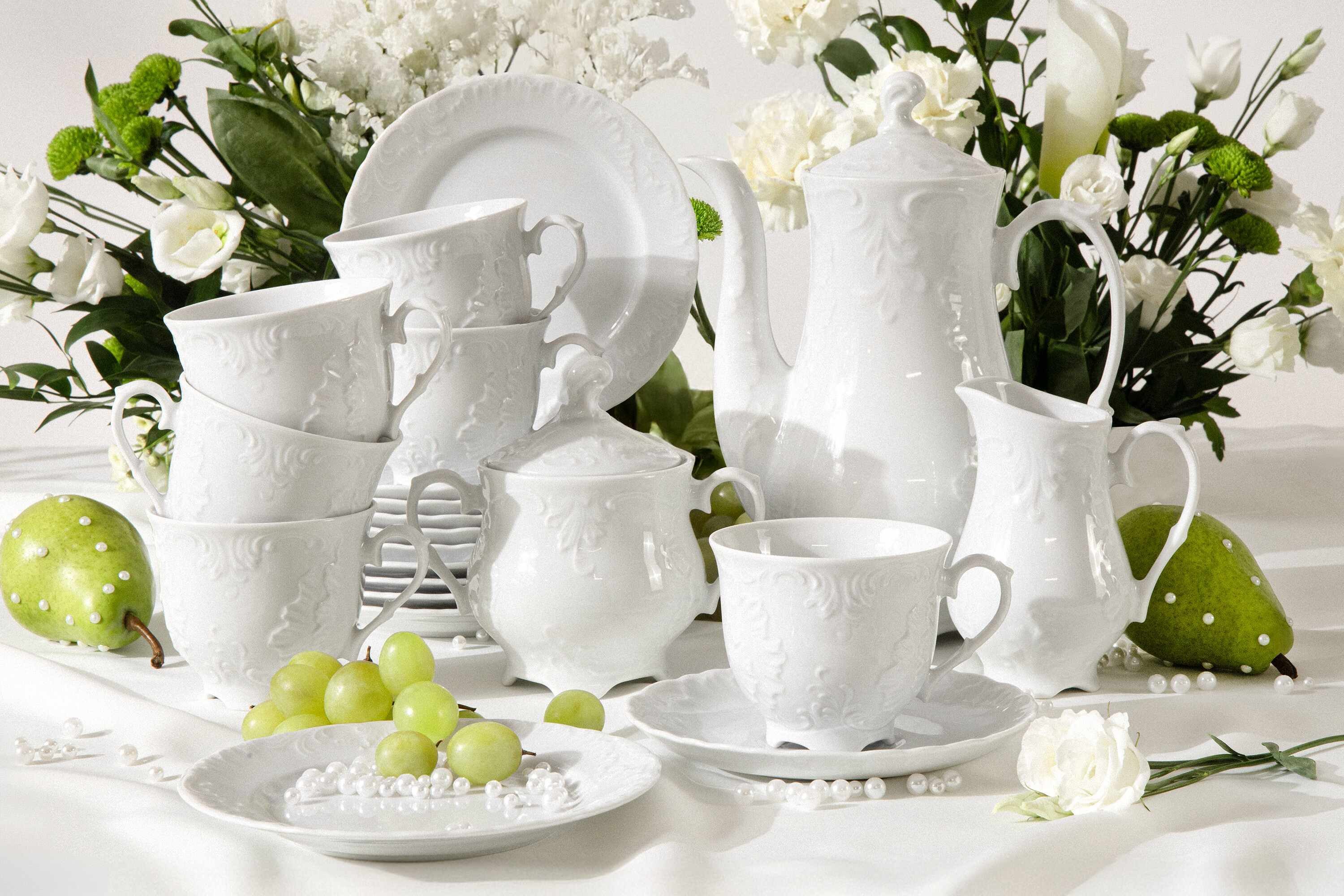 KONSIMO® Kombiservice CMIELOW ROCOCO Teeservice, Kaffeeservice (21-tlg), 6 Personen, Porzellan, spülmaschinen & mikrowellengeeignet, Hochwertiges Prestige-Porzellan