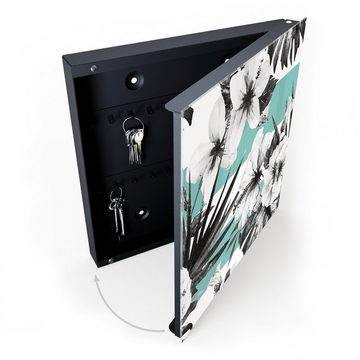 Primedeco Schlüsselkasten Magnetpinnwand und Memoboard mit Glasfront Motiv Blüten digital (1 St)