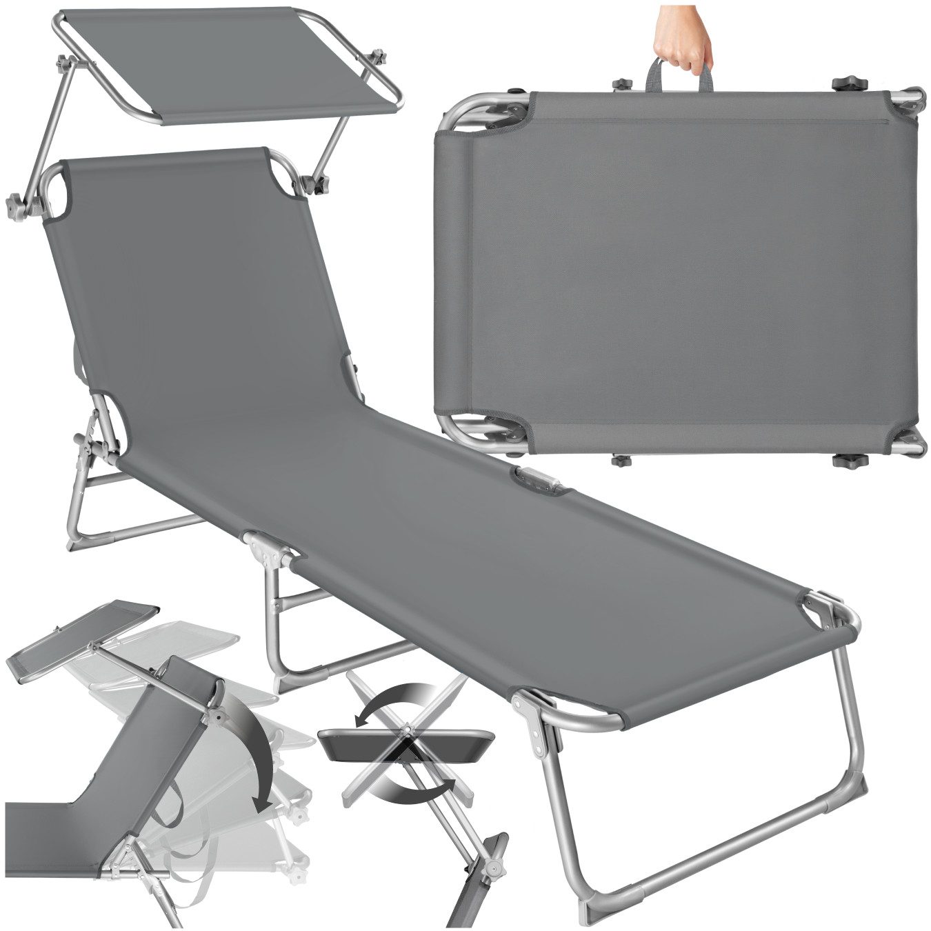 tectake Gartenliege Sonnenliege 4-stufig, 1 St., Lehne 4-stufig verstellbar günstig online kaufen