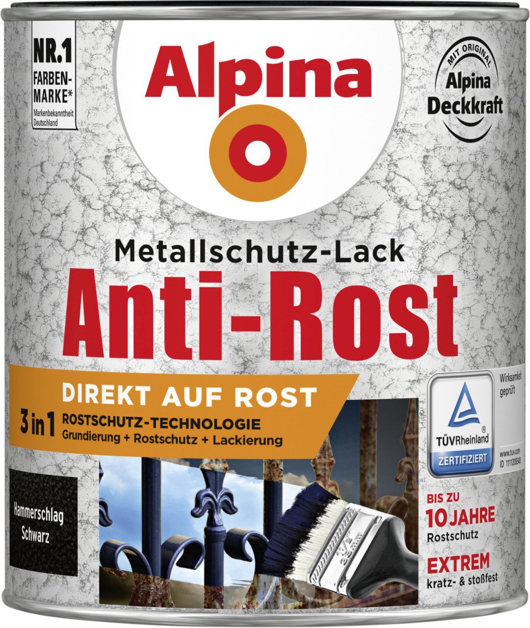 Metallschutzlack Alpina Metallschutz-Lack Hammerschlag 750 ml
