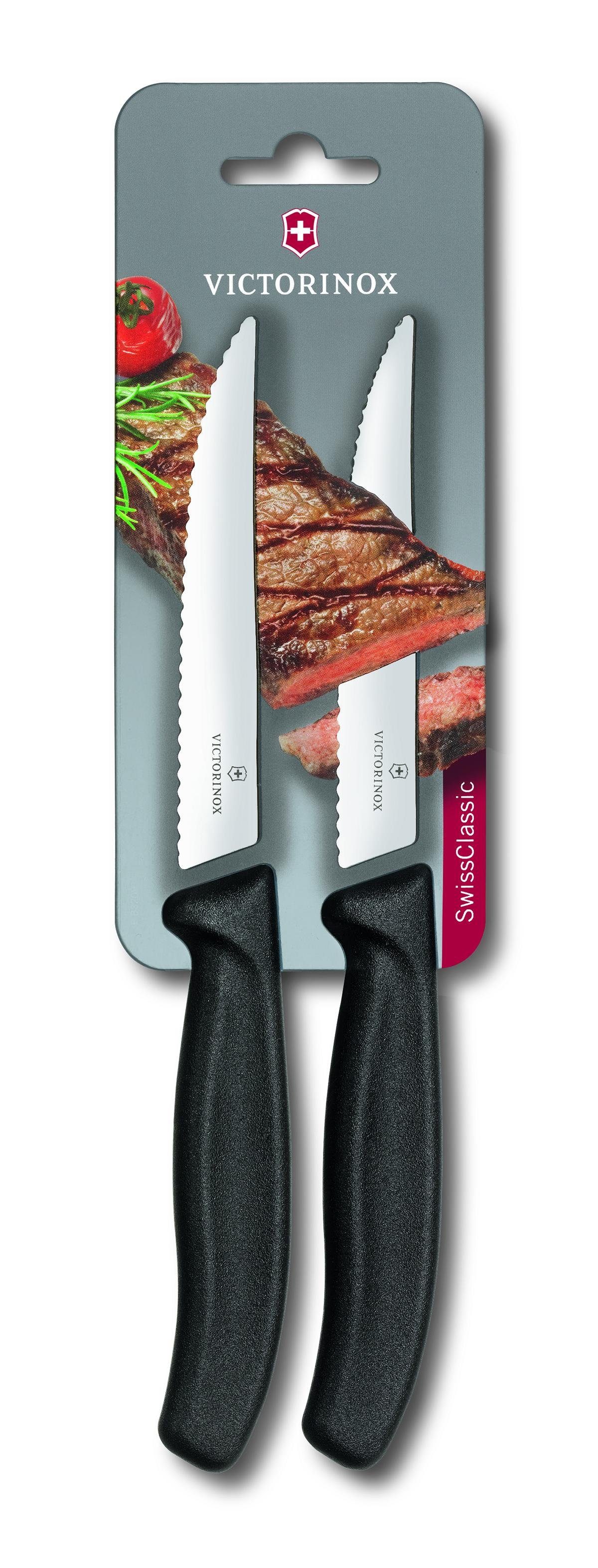 Victorinox Taschenmesser Steakmesser, Blister SwissClassic 2 Wellen, auf mittel, mit