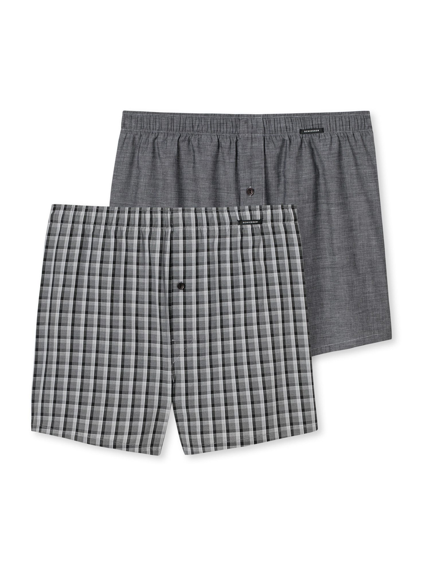 Schiesser 2-er Set Boxershorts Grau & Grau kariert günstig online kaufen