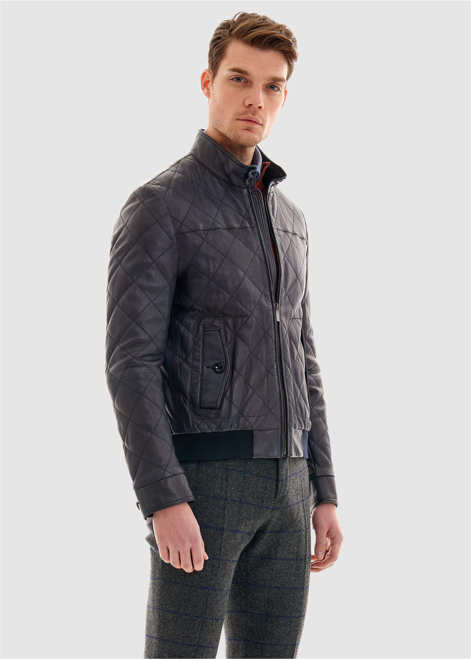 Pierre Cardin Lederjacke mit schickem Stepp-Muster