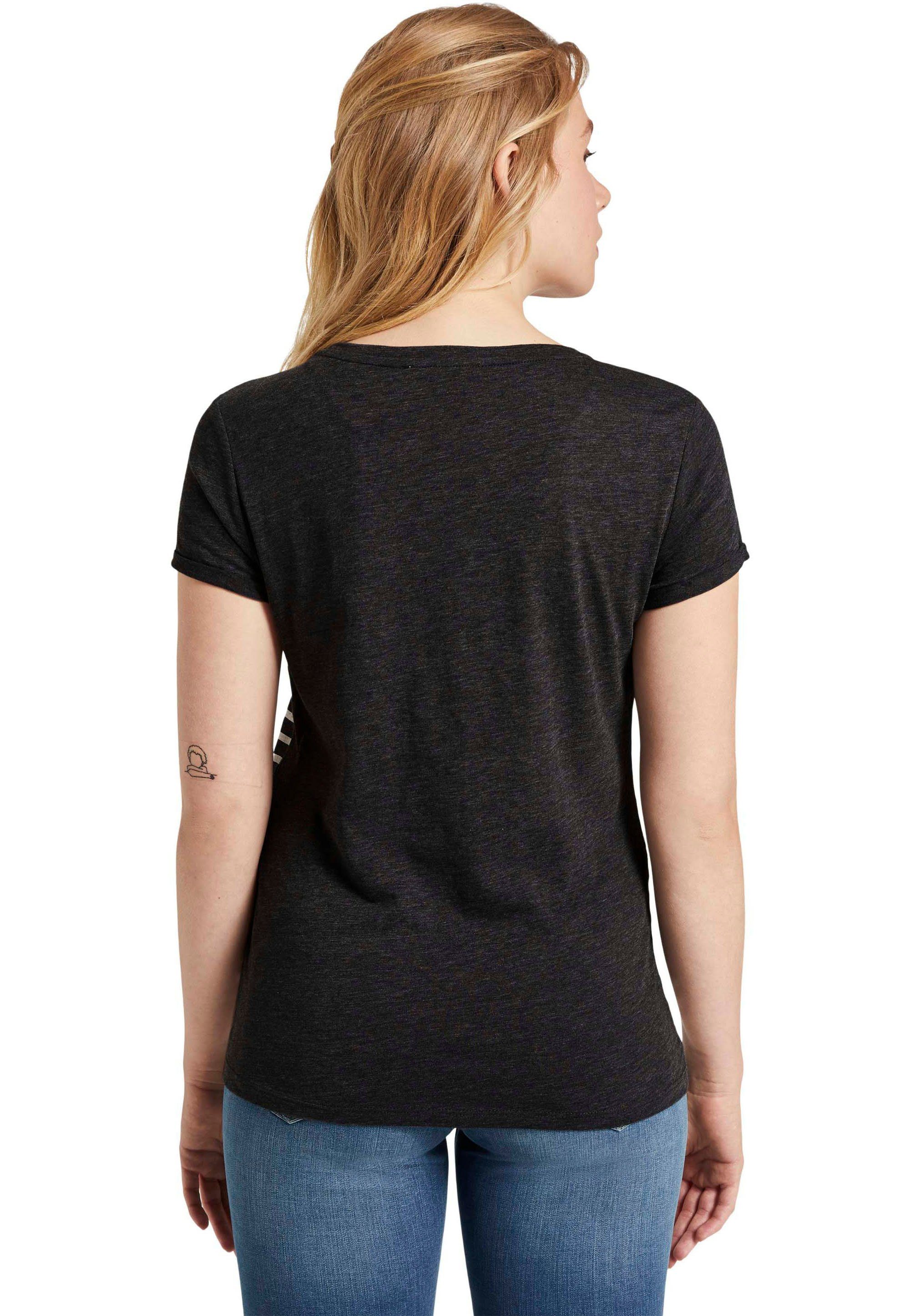 Damen Shirts TOM TAILOR Denim T-Shirt im Ringel Look mit Stickerei