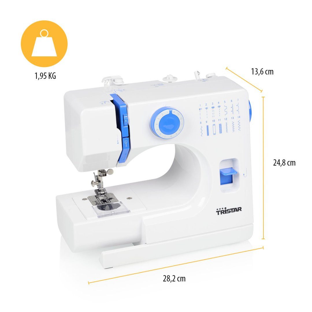 Tristar Nähmaschine Tristar SM-6003 Nähmaschine - 14 integrierte Stiche - Freiarm, 14 eingebaute Muster - Freiarm