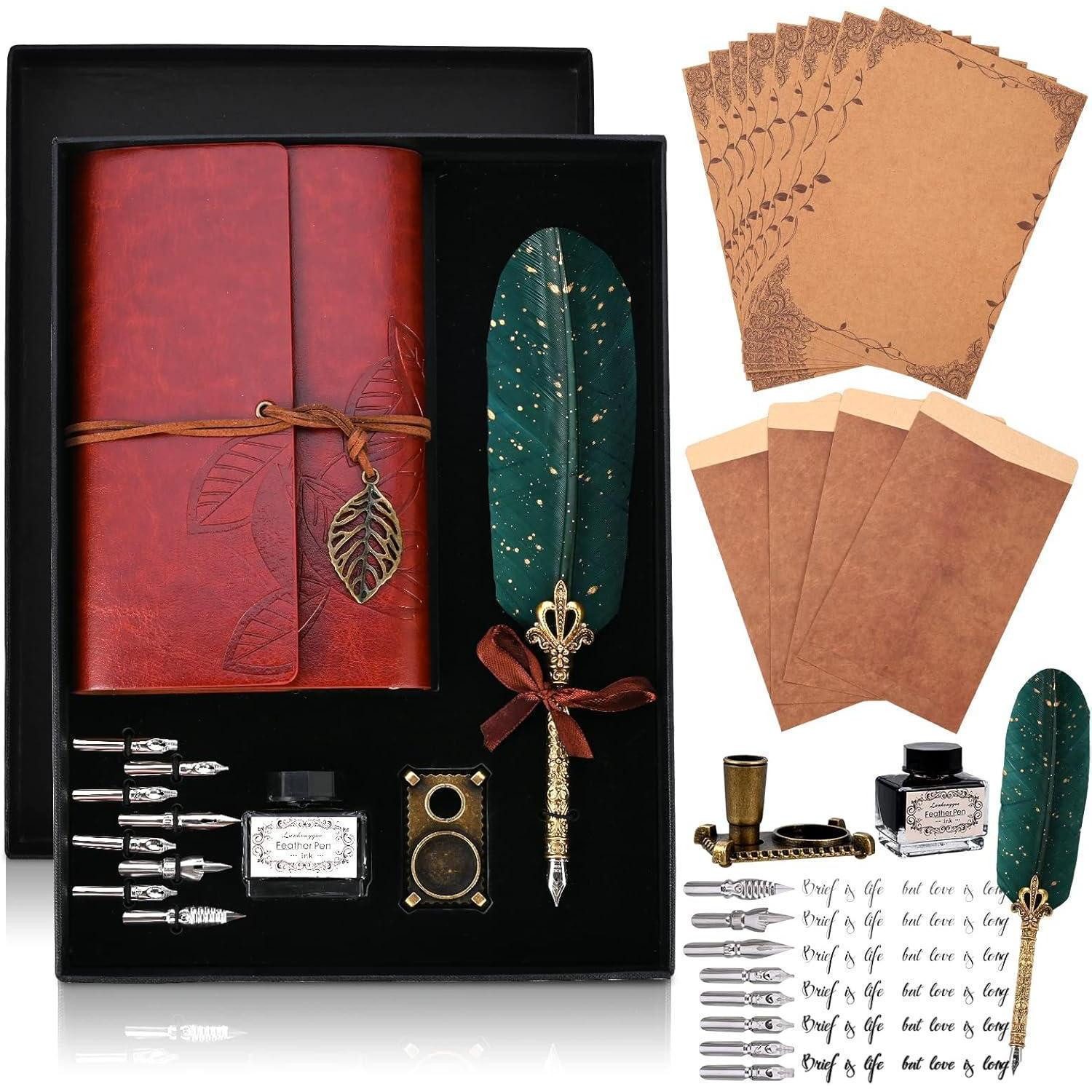 LuxusKollektion Kalligraphie-Stift Kalligraphie Schreibfeder Set Vintage Dip Pen Handgemacht Federn Ink
