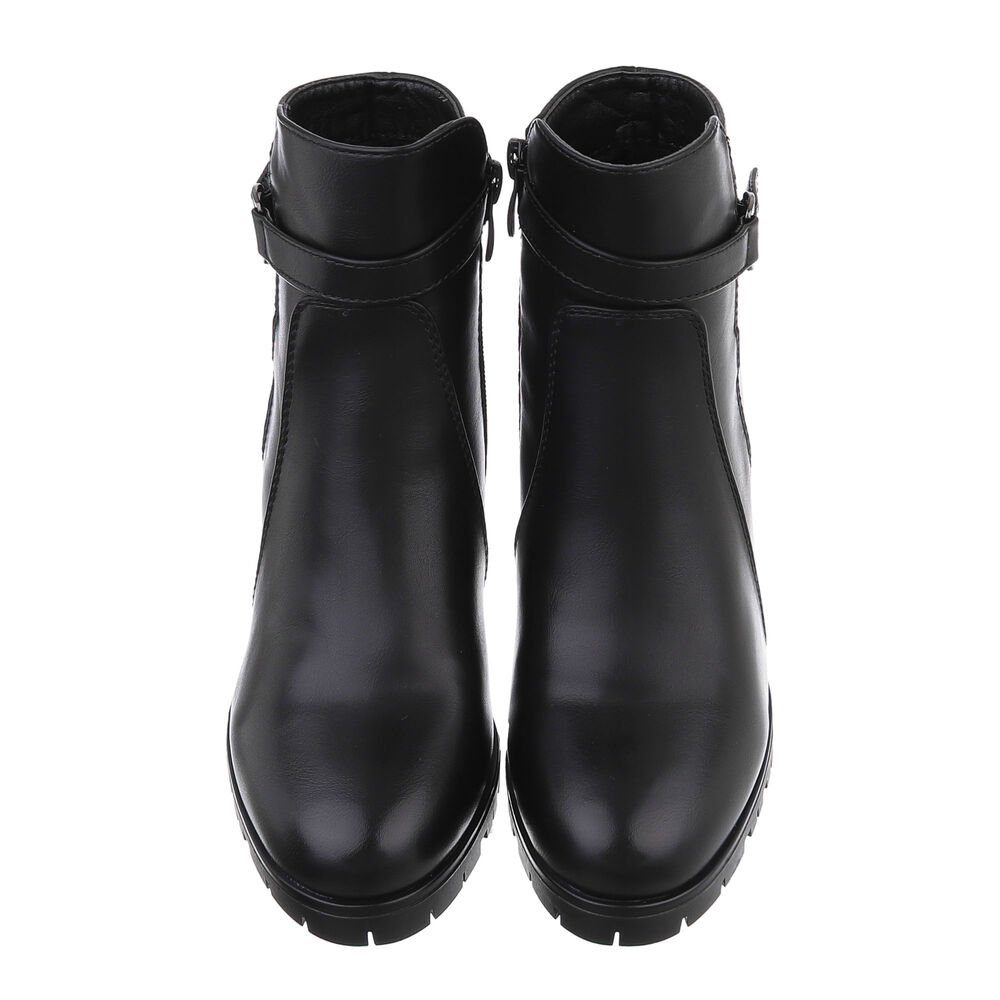 Ital-Design Damen High-Heel-Stiefelette (84338190) Blockabsatz High-Heel Stiefeletten in Schwarz