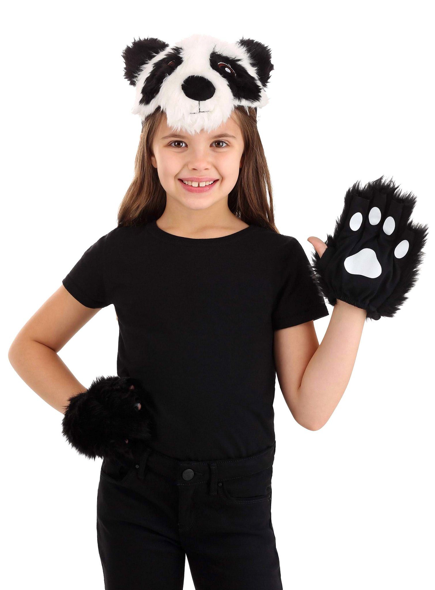 Elope Kostüm Panda Accessoire-Set, Tierisches Set mit Kopfschmuck und Tatzen