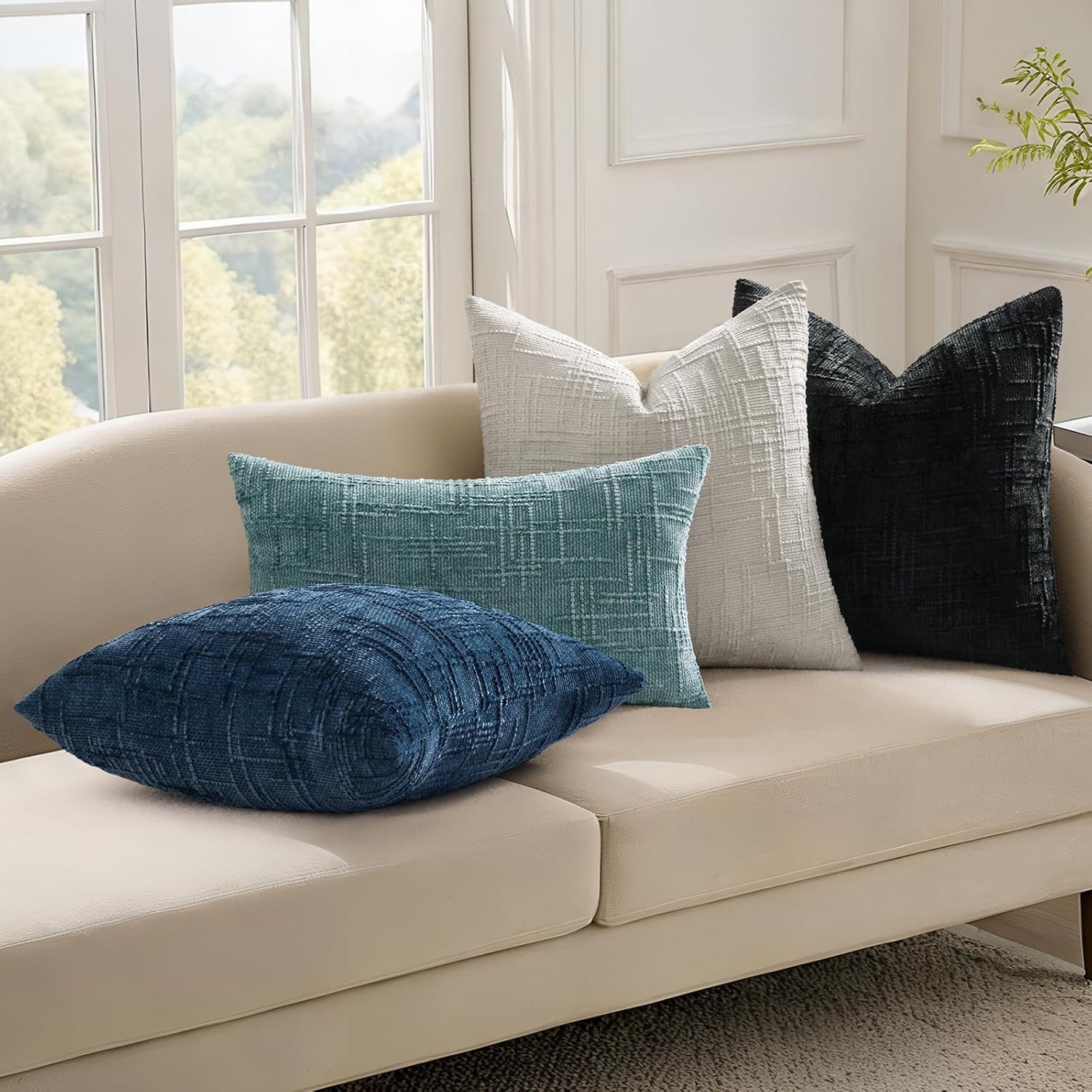 Diwzbyn Kissenbezug Chenille Kissenbezug, Bambusstruktur Kissenbezug, (1 Stück), Boho Dekokissenbezug, geeignet für Bett, Sofa, Wohnzimmer – Bild 2 von 5