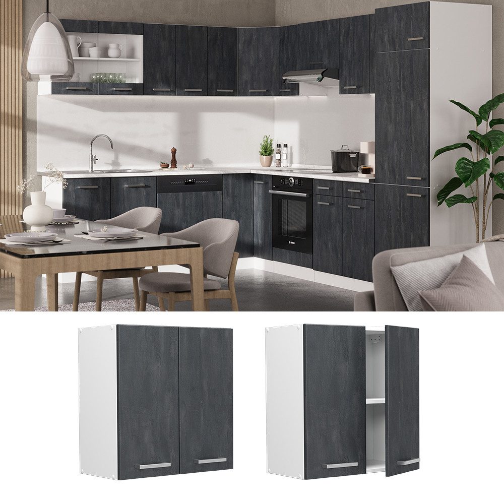 Vicco Hängeschrank R-Line, Schwarz Beton/Weiß, 60 günstig online kaufen